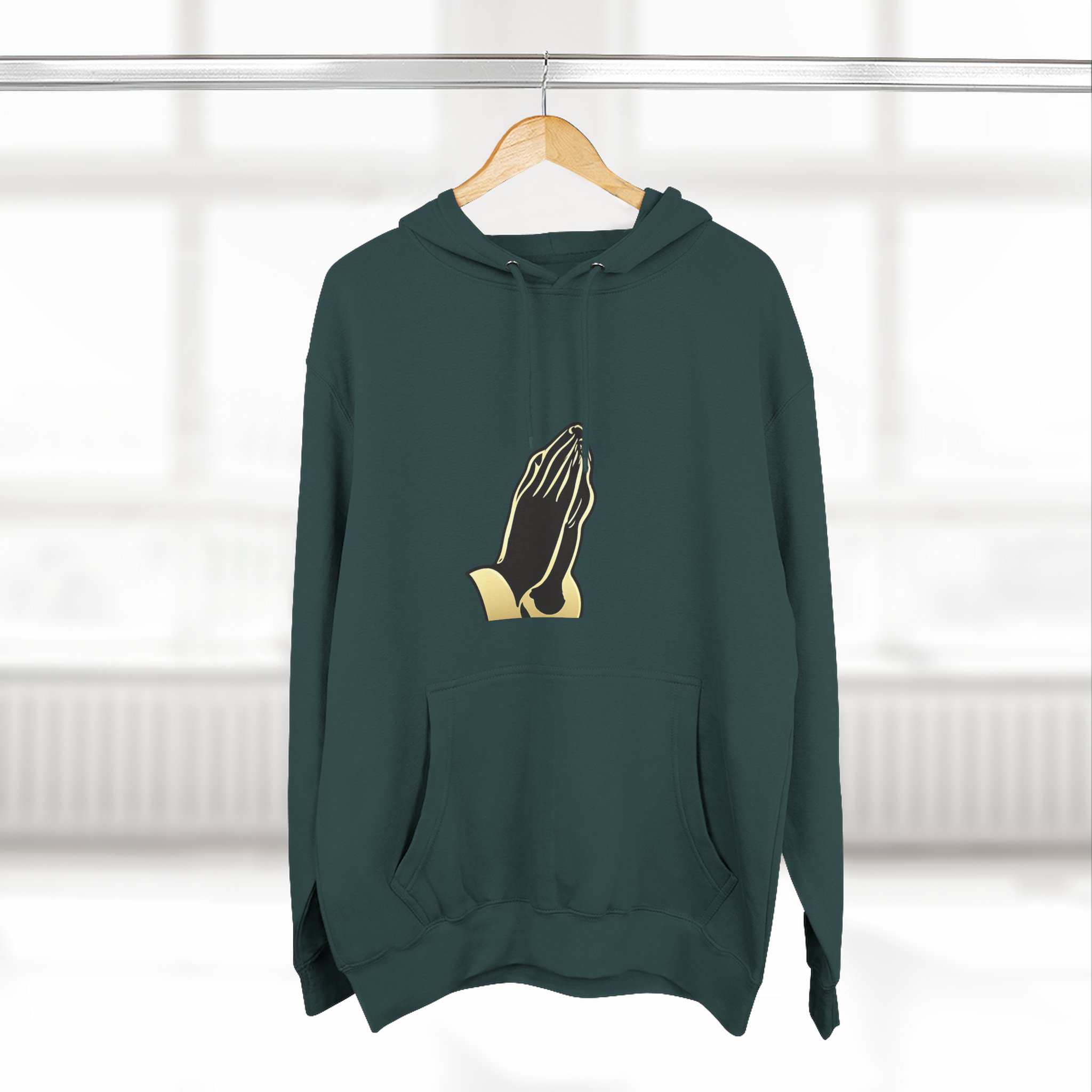 Praying Hands Hoodie - Minimal Religious Graphic Fleece Pullover - Image 12
