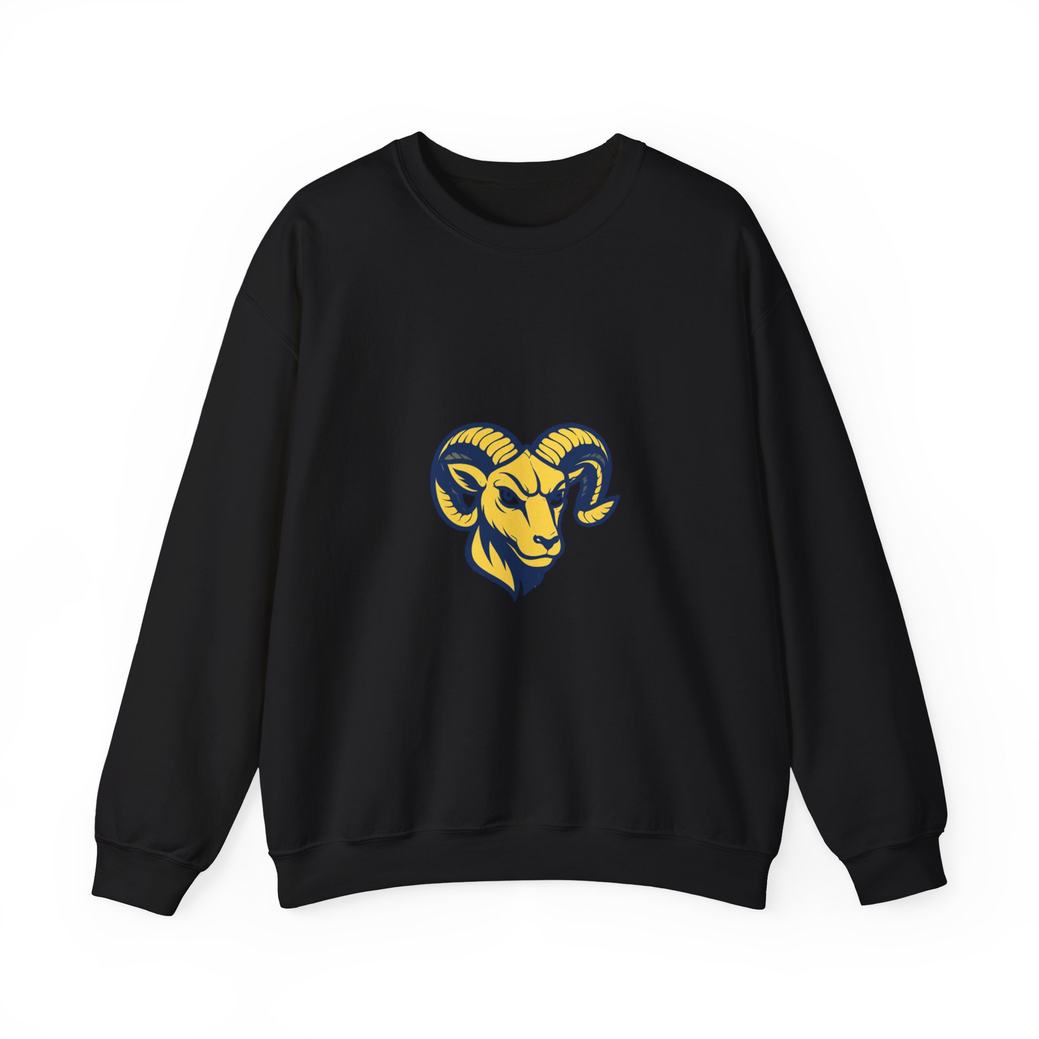 Ram Head Crewneck Sweatshirt – Bold Yellow & Navy Mascot Pullover - Image 5