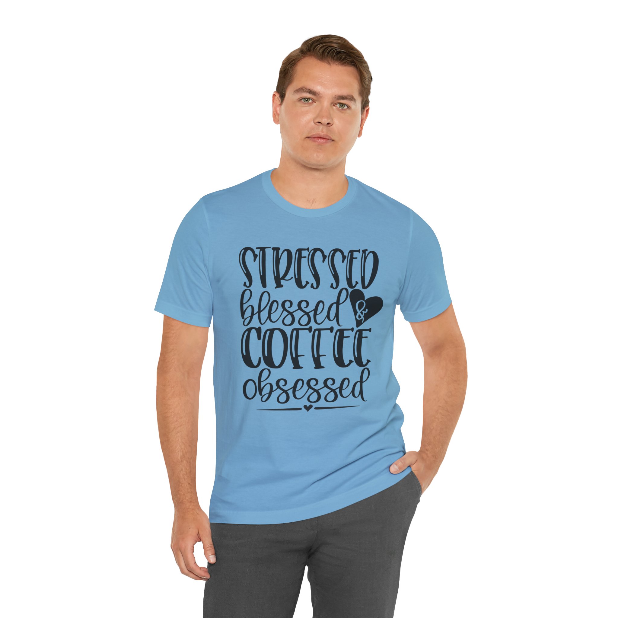 Coffee Obsessed T‑Shirt - "Stressed Blessed & Coffee Obsessed" Graphic Tee
