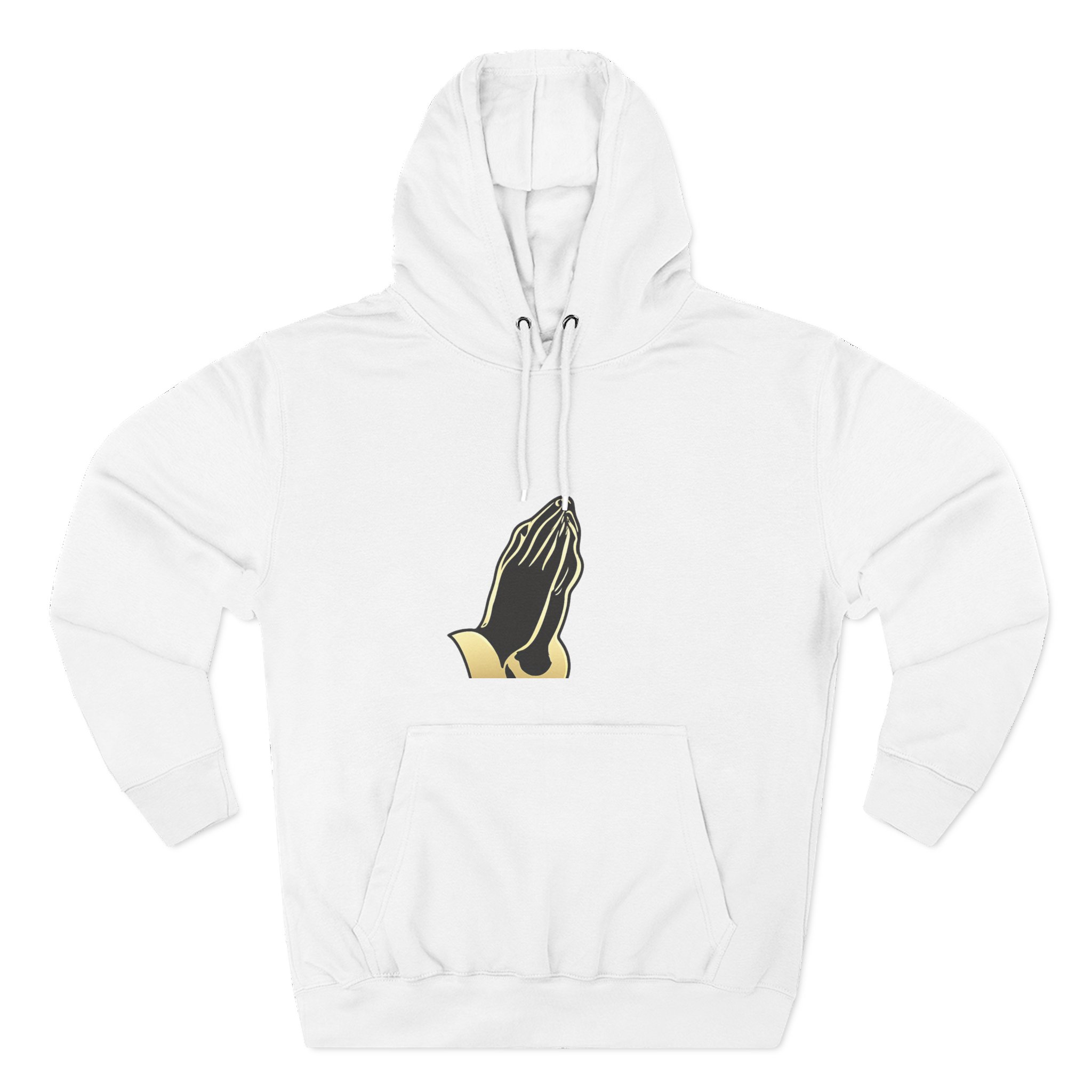 Praying Hands Hoodie - Minimal Religious Graphic Fleece Pullover