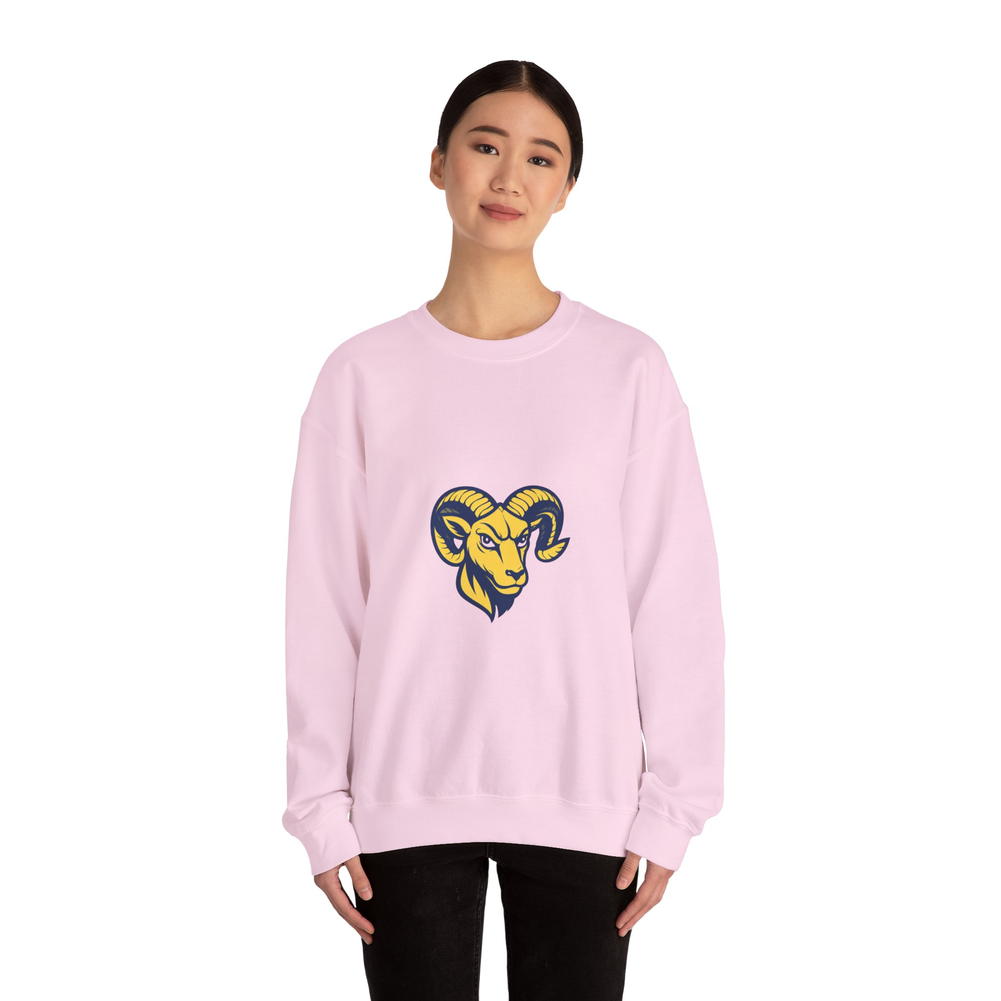 Ram Head Crewneck Sweatshirt – Bold Yellow & Navy Mascot Pullover - Image 24