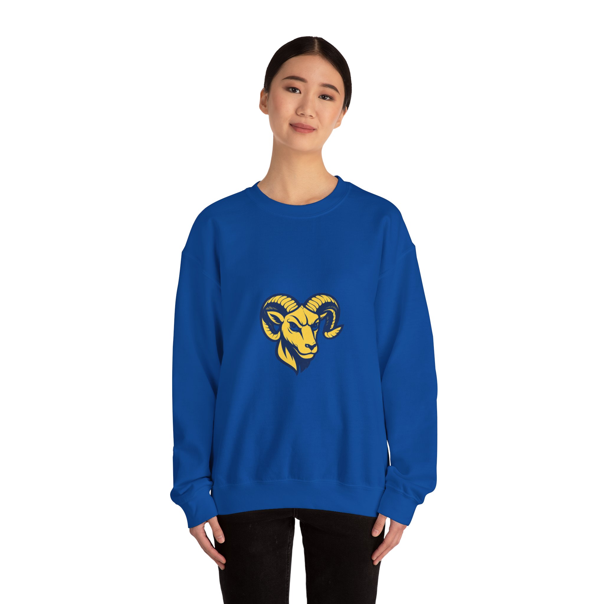 Ram Head Crewneck Sweatshirt – Bold Yellow & Navy Mascot Pullover - Image 20