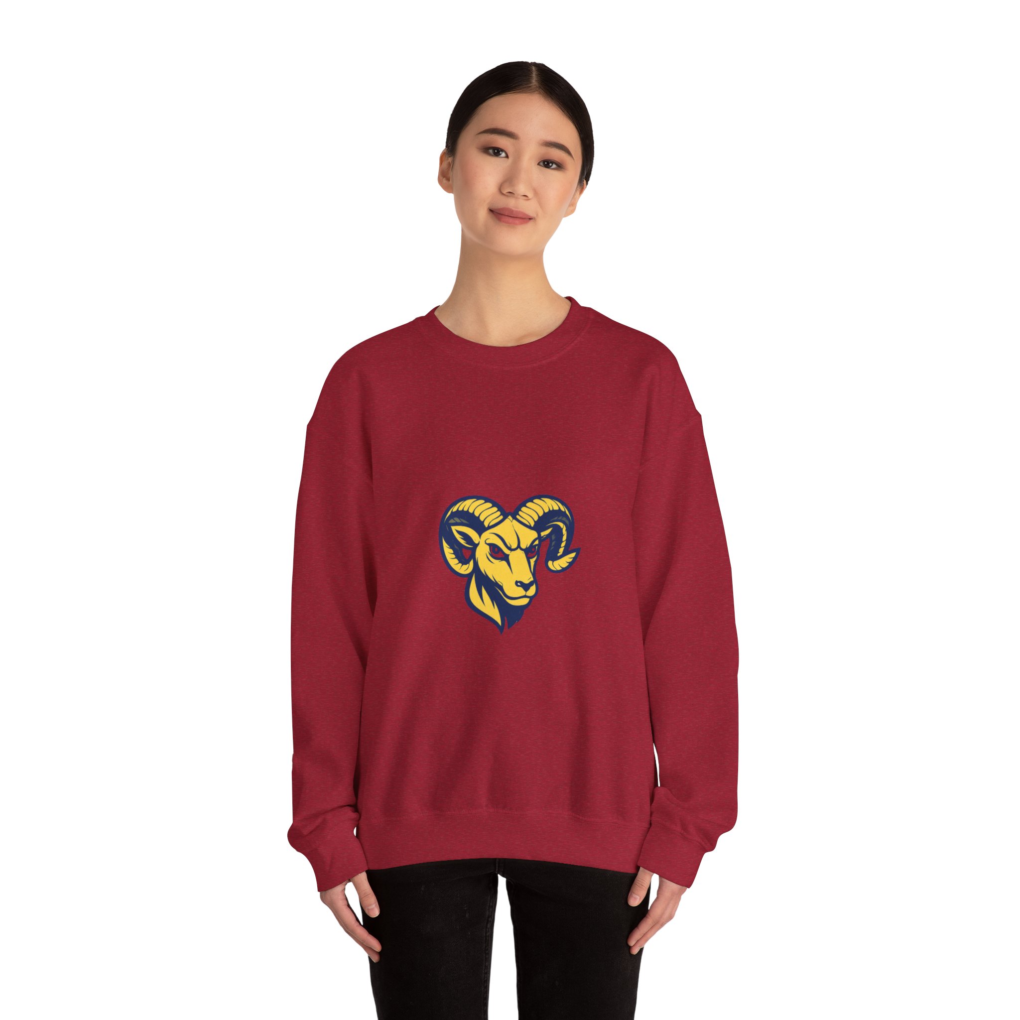 Ram Head Crewneck Sweatshirt – Bold Yellow & Navy Mascot Pullover - Image 32
