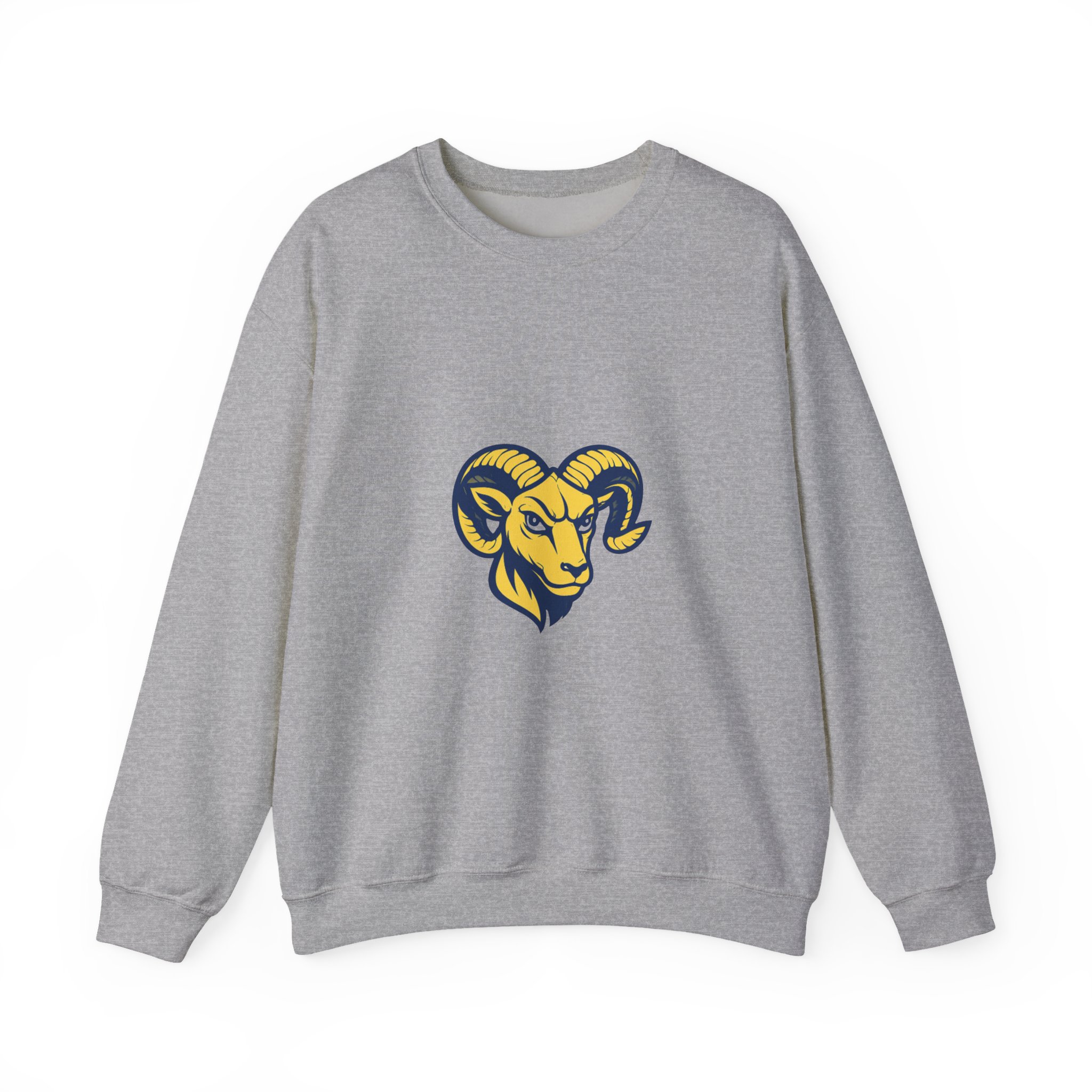 Ram Head Crewneck Sweatshirt – Bold Yellow & Navy Mascot Pullover - Image 9