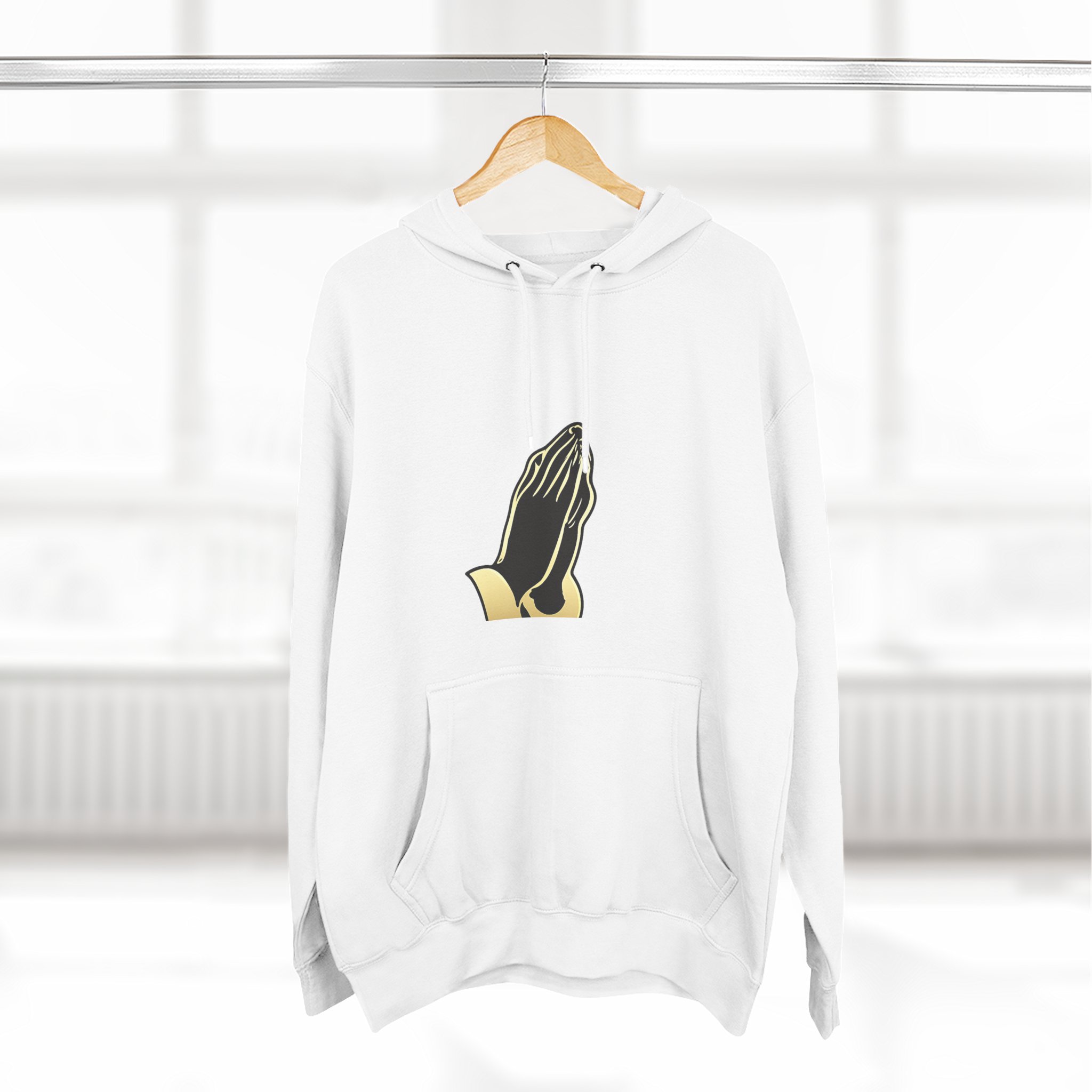 Praying Hands Hoodie - Minimal Religious Graphic Fleece Pullover - Image 4
