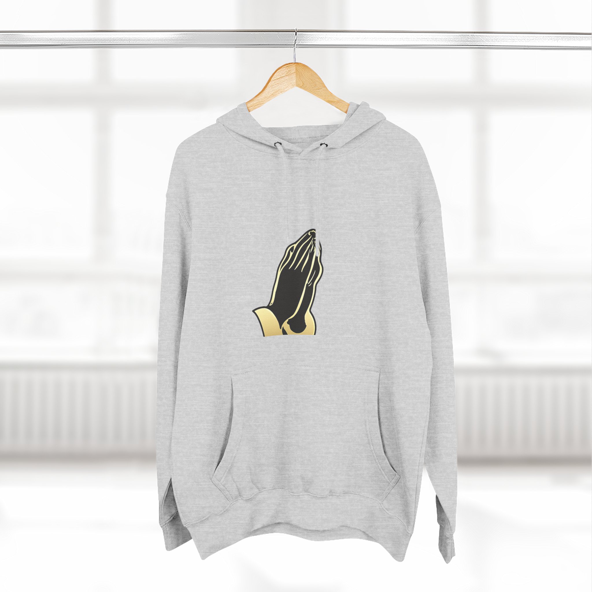 Praying Hands Hoodie - Minimal Religious Graphic Fleece Pullover - Image 8