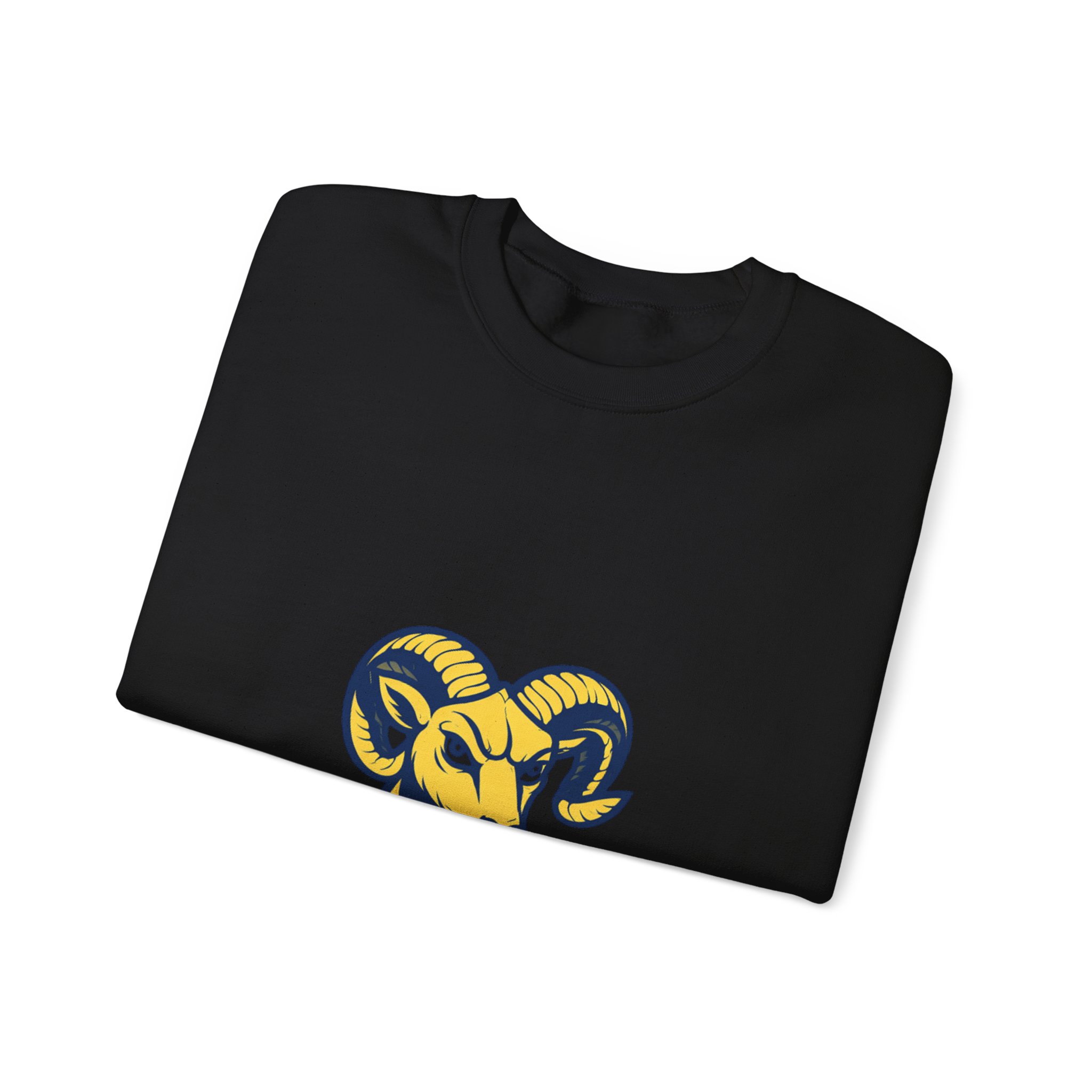 Ram Head Crewneck Sweatshirt – Bold Yellow & Navy Mascot Pullover - Image 7