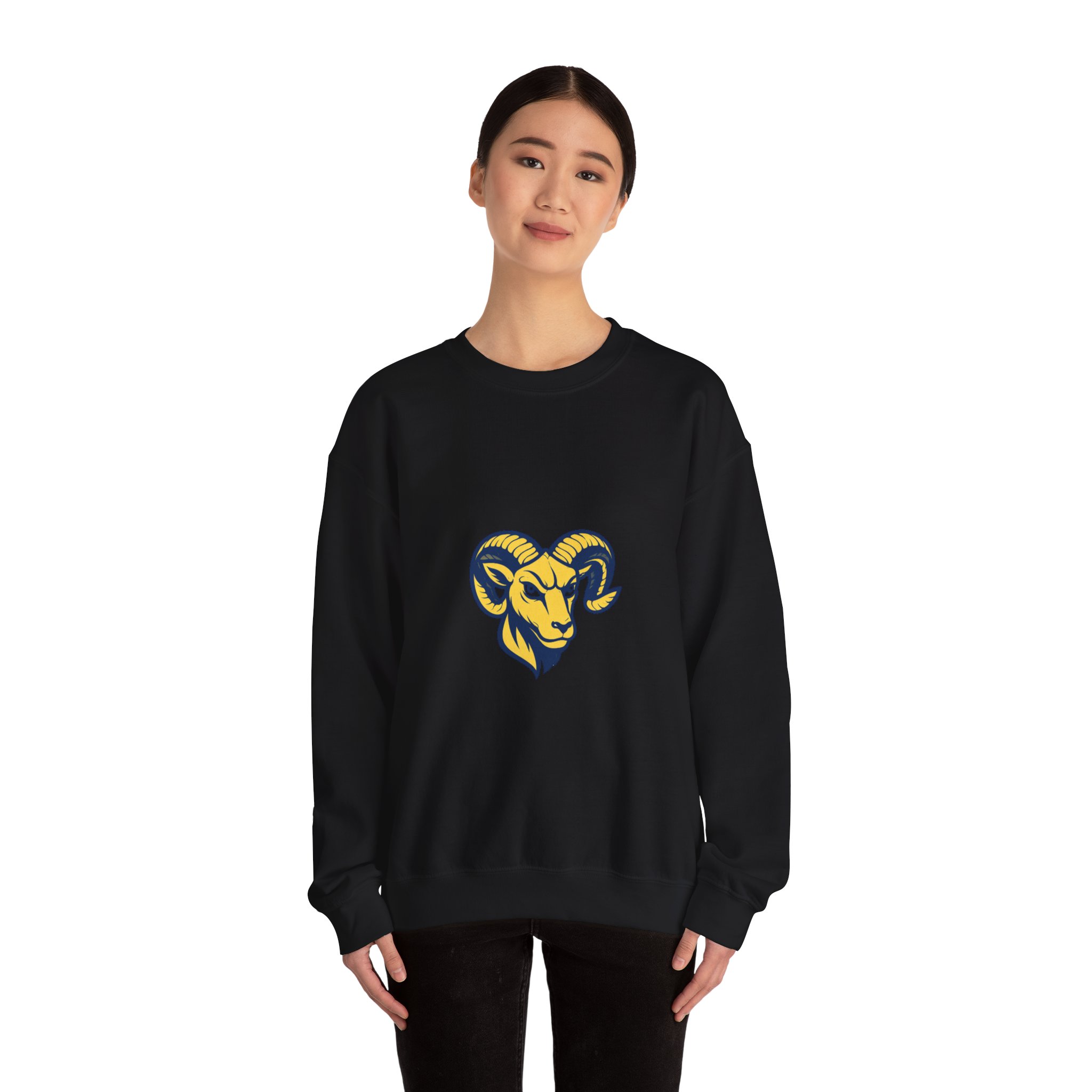 Ram Head Crewneck Sweatshirt – Bold Yellow & Navy Mascot Pullover - Image 8
