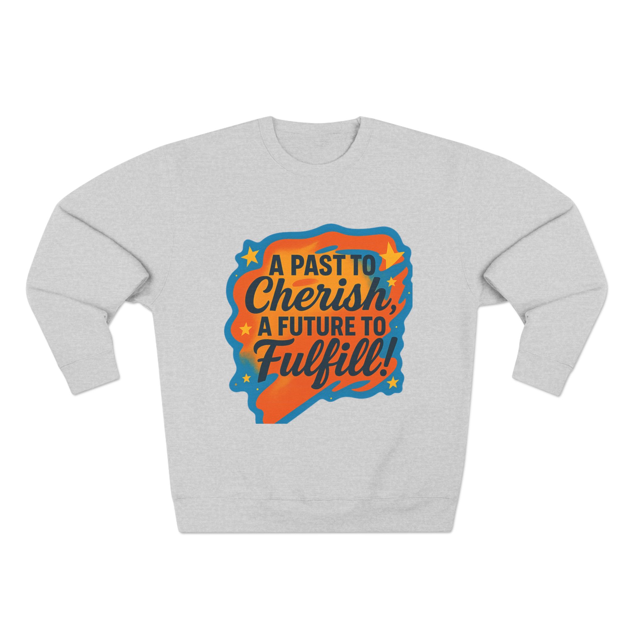 Crewneck Sweatshirt — “A Past to Cherish, A Future to Fulfill” Retro Inspirational Design - Image 5