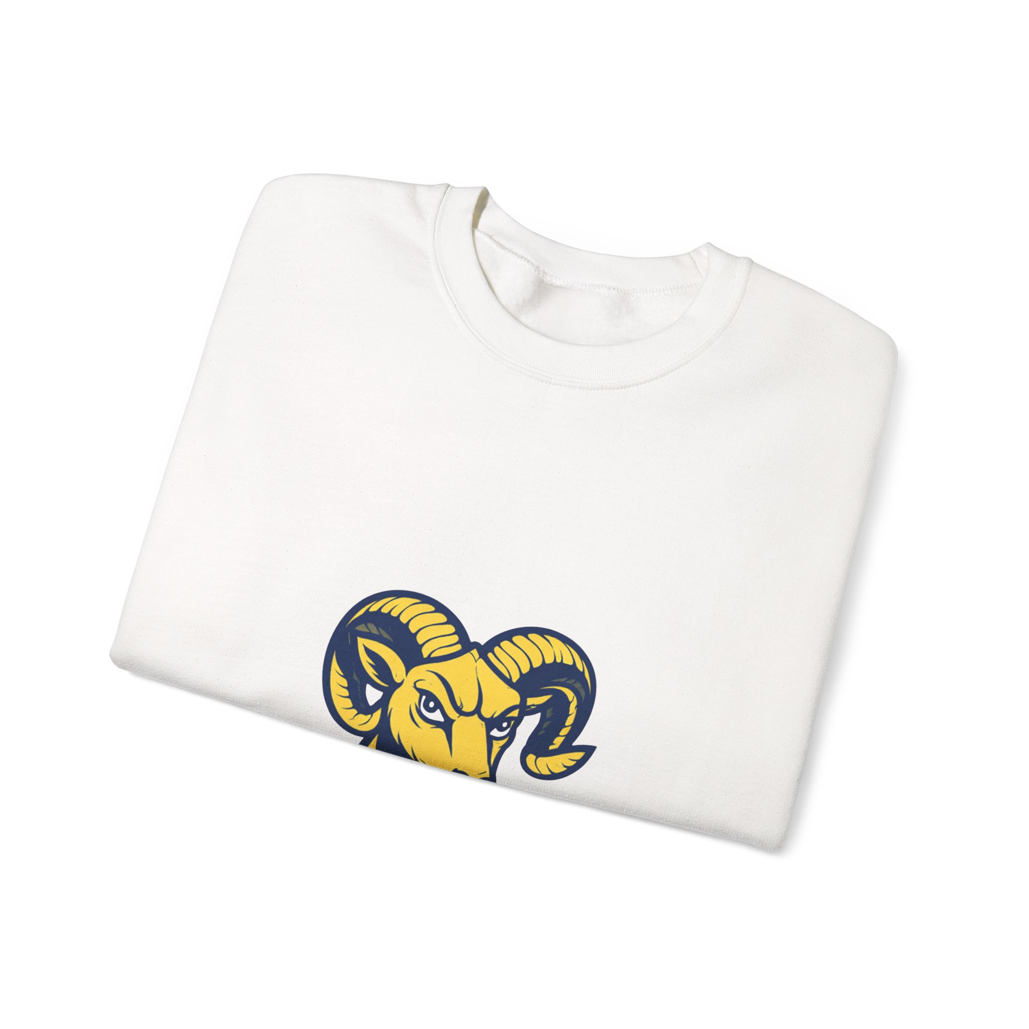 Ram Head Crewneck Sweatshirt – Bold Yellow & Navy Mascot Pullover - Image 3