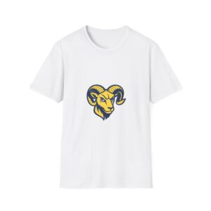 Ram Head Graphic T‑Shirt — Bold Yellow & Navy Mascot Tee