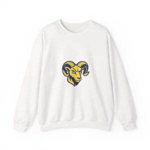 Ram Head Crewneck Sweatshirt – Bold Yellow & Navy Mascot Pullover