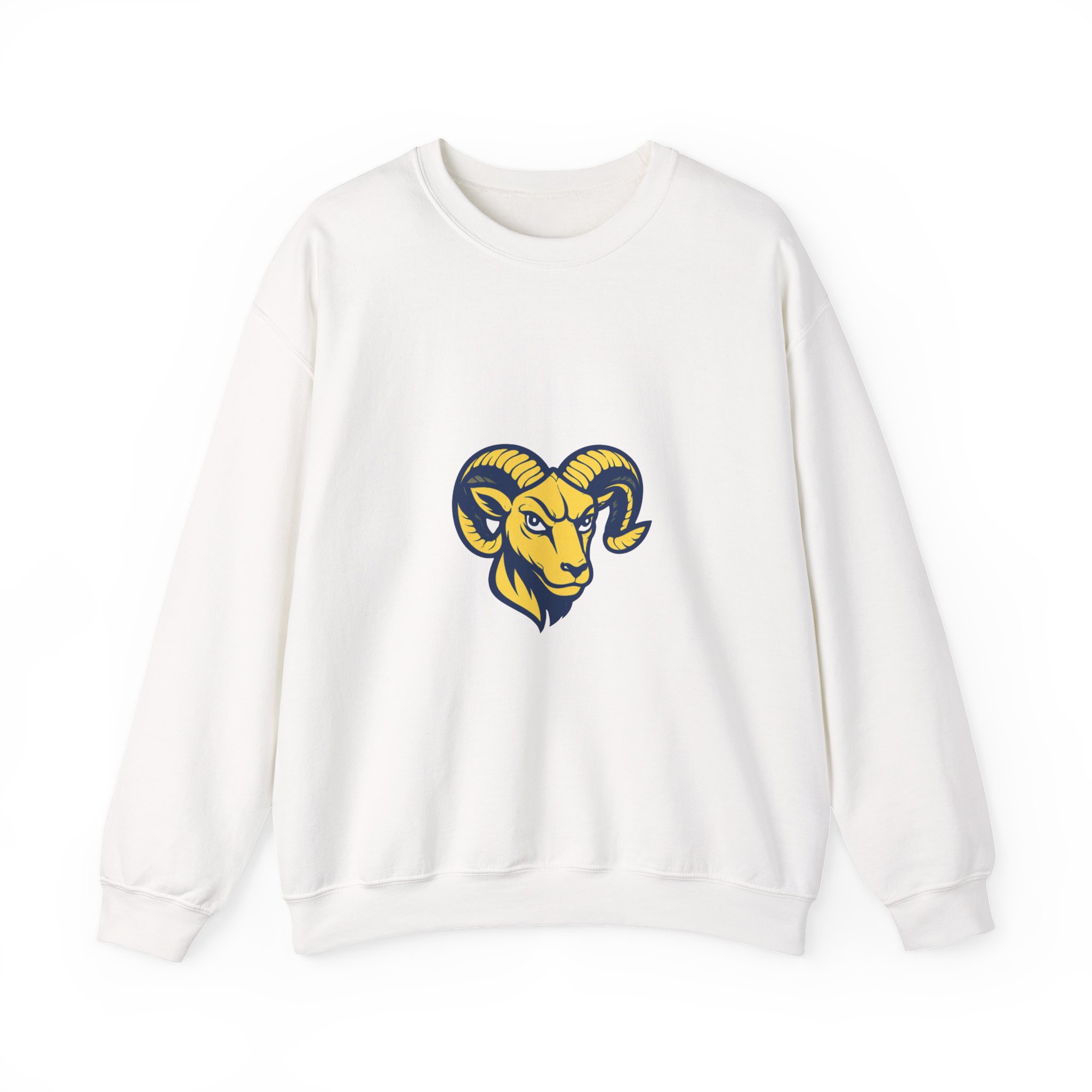 Ram Head Crewneck Sweatshirt – Bold Yellow & Navy Mascot Pullover