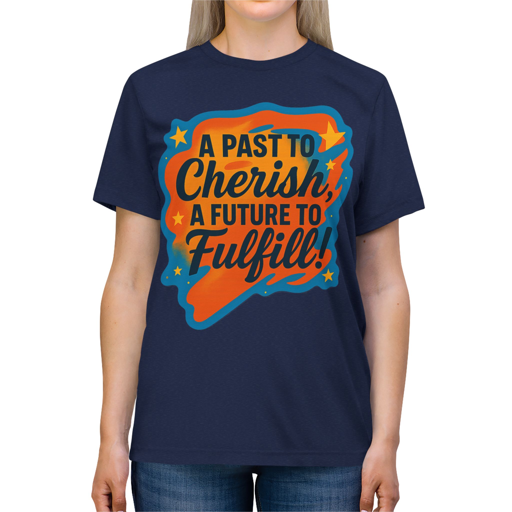 T-Shirt — "A Past to Cherish, A Future to Fulfill" Retro Inspirational Tee - Image 3