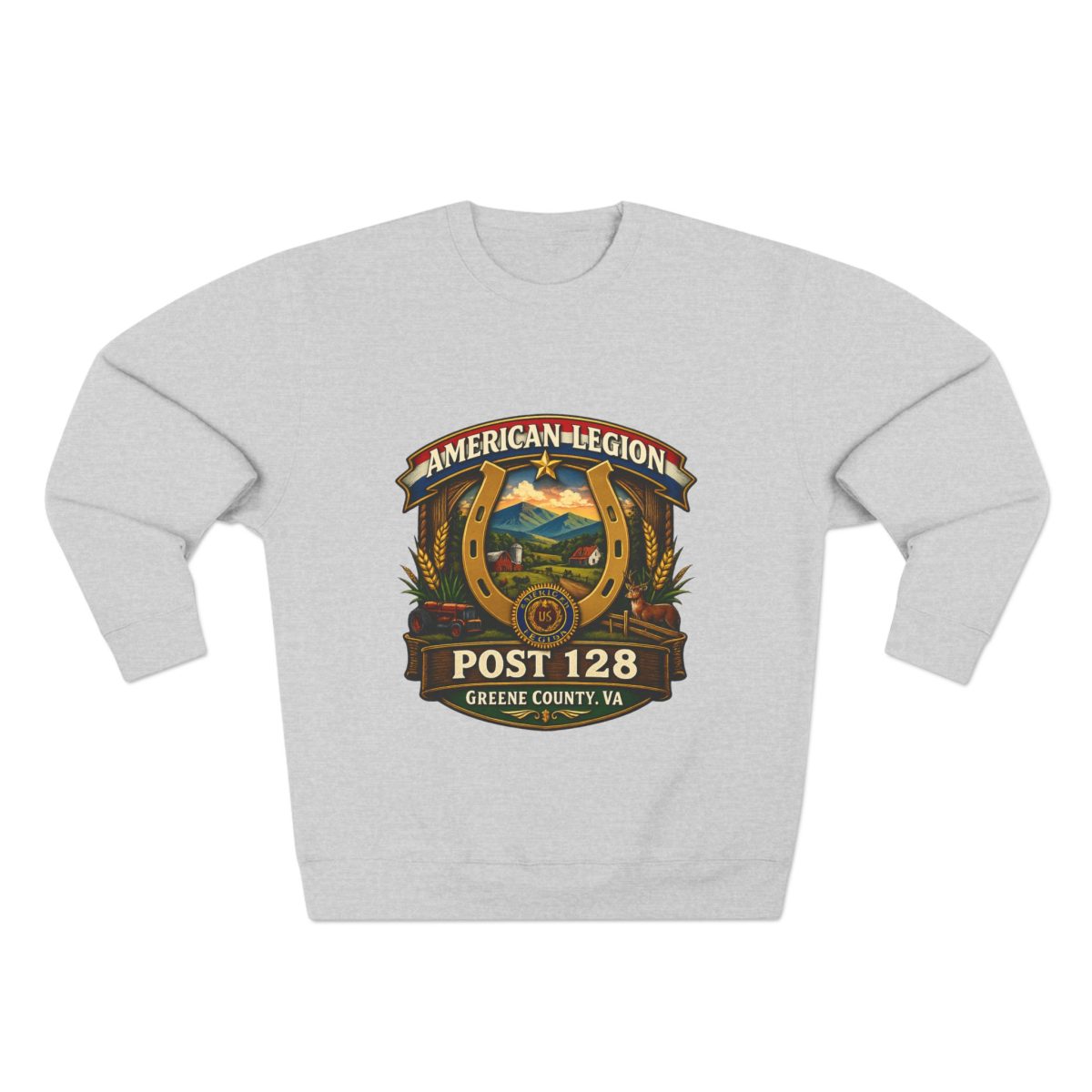 Veterans Post 128 Crewneck Sweatshirt – Retro Eagle Emblem