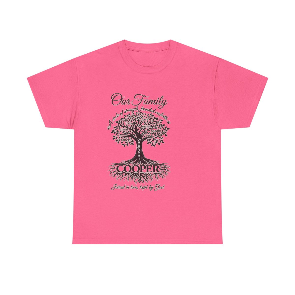 Family Tree T-Shirt - "Our Family" Personalized Cooper Tee, Blessed in Love Design