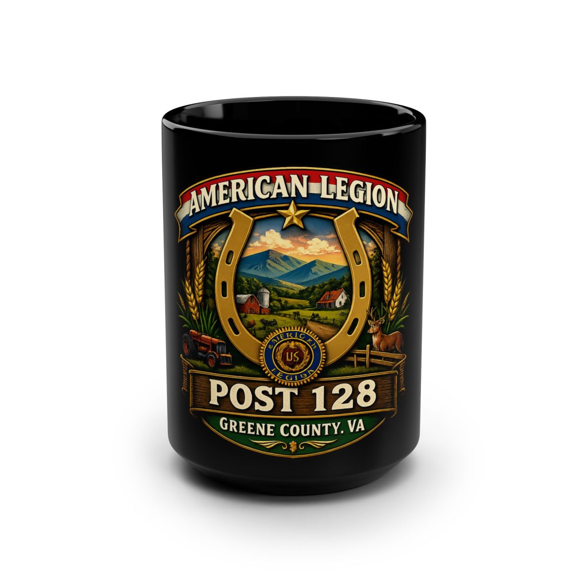 American Legion Post 128 Greene County VA 15oz Black Mug