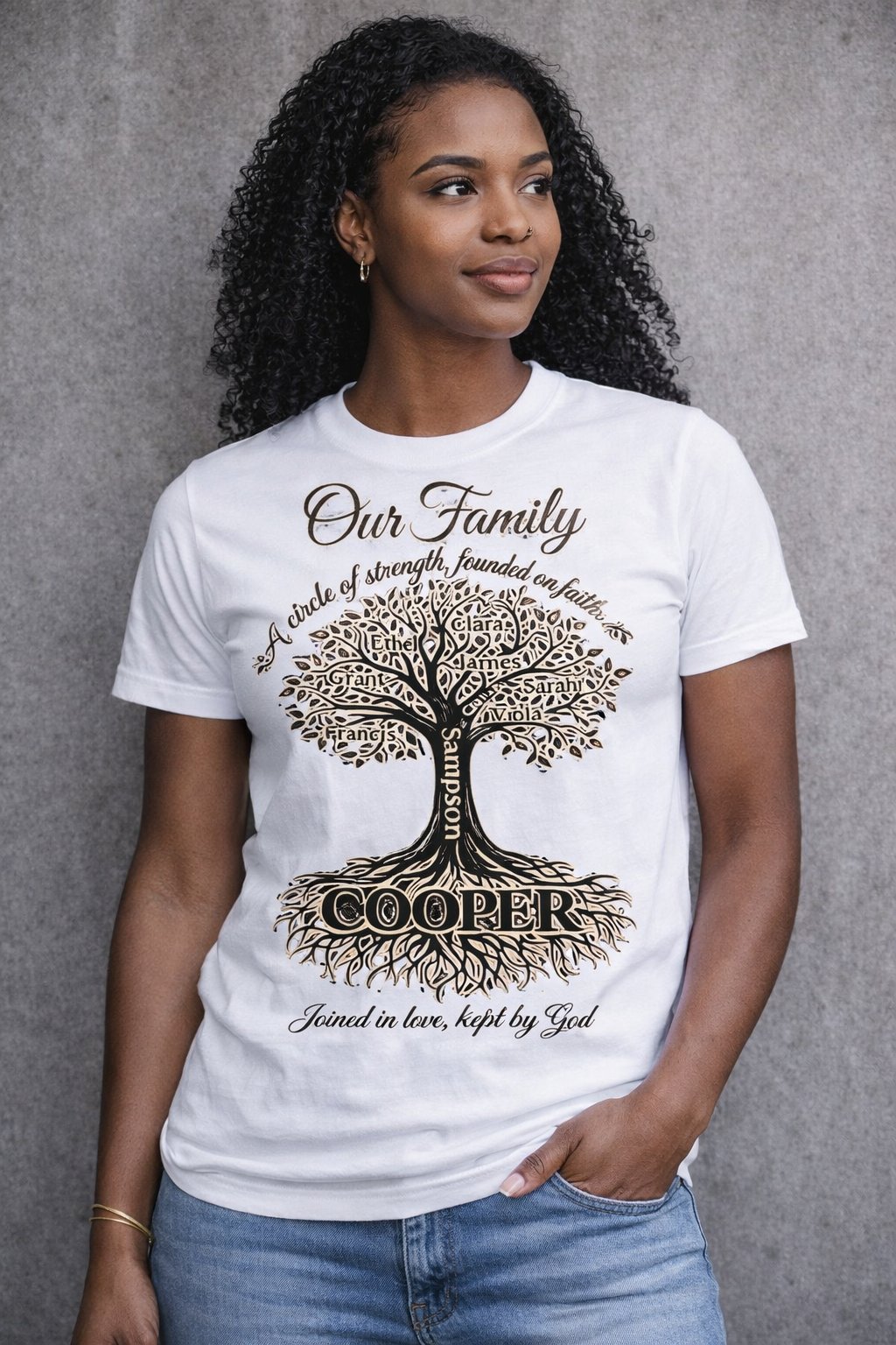 Family Photo Collage T‑Shirt — "The Cooper Family" Memorial Personalized Tee