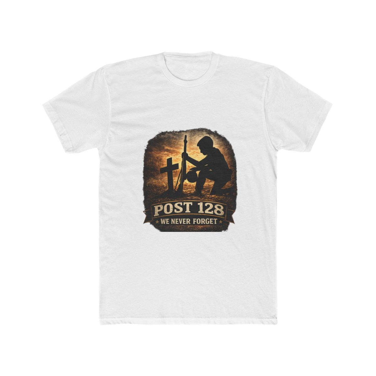 Veteran Memorial T-Shirt - "Post 128 We Never Forget" Salute Tee