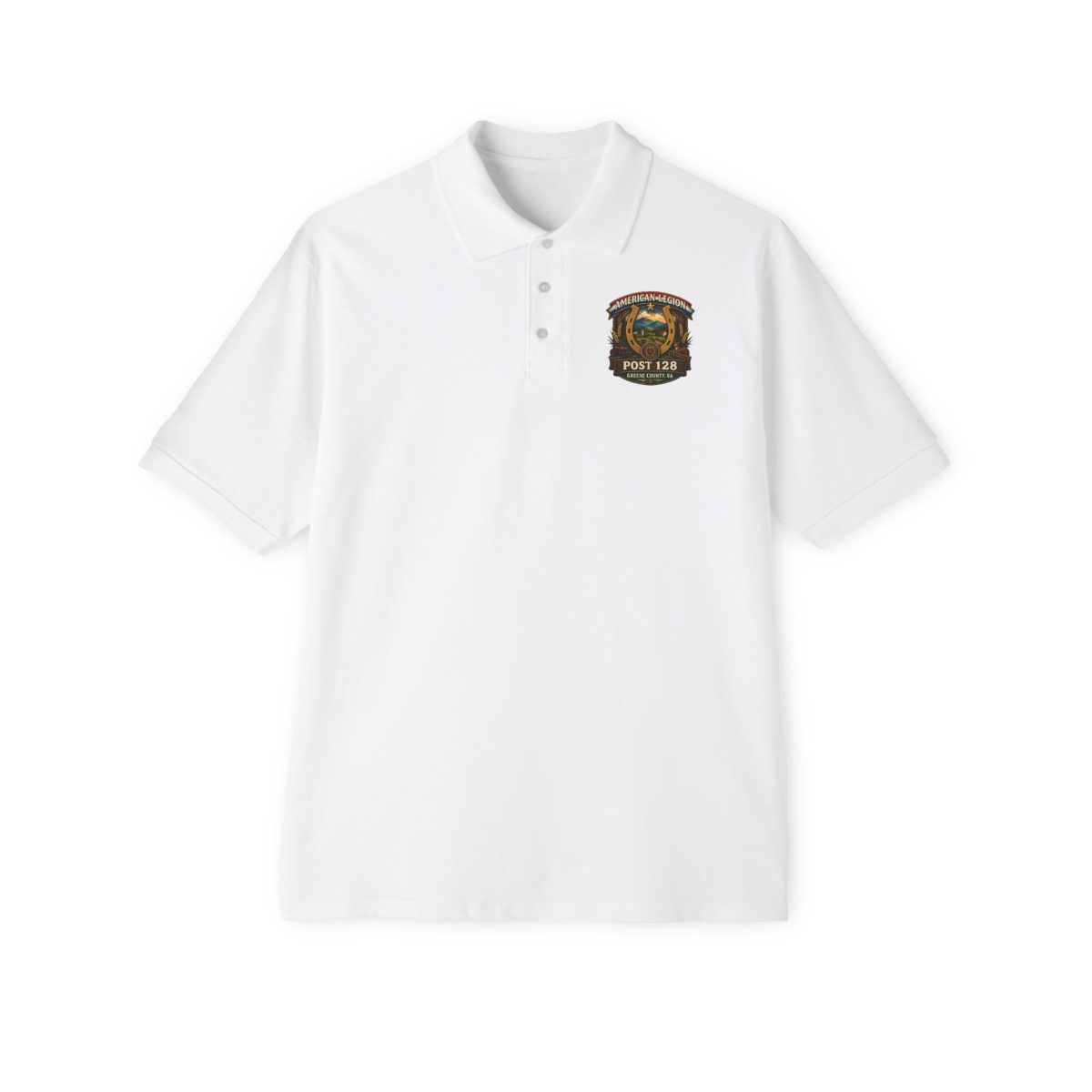 Embroidered Veterans Post 128 Shield Polo