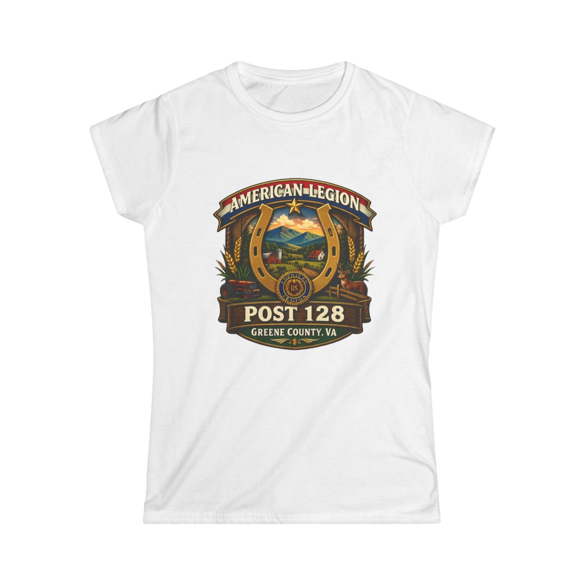 American Legion Post 128 Women's Tee — Greene County VA Emblem