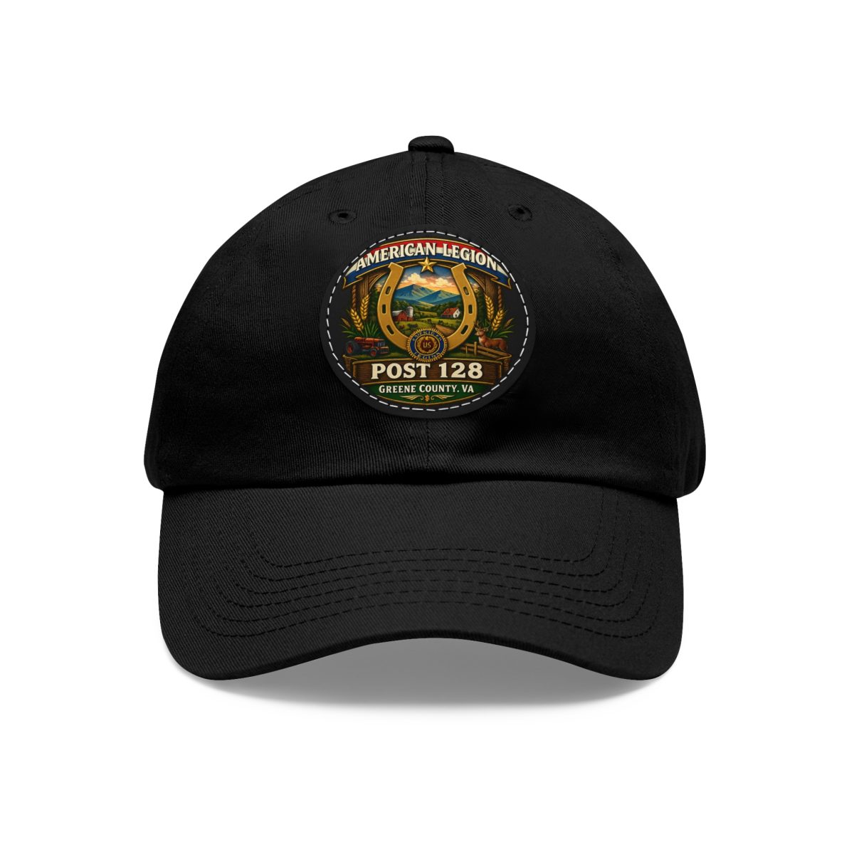 American Legion Post 128 Leather Patch Dad Hat — Veterans Baseball Cap