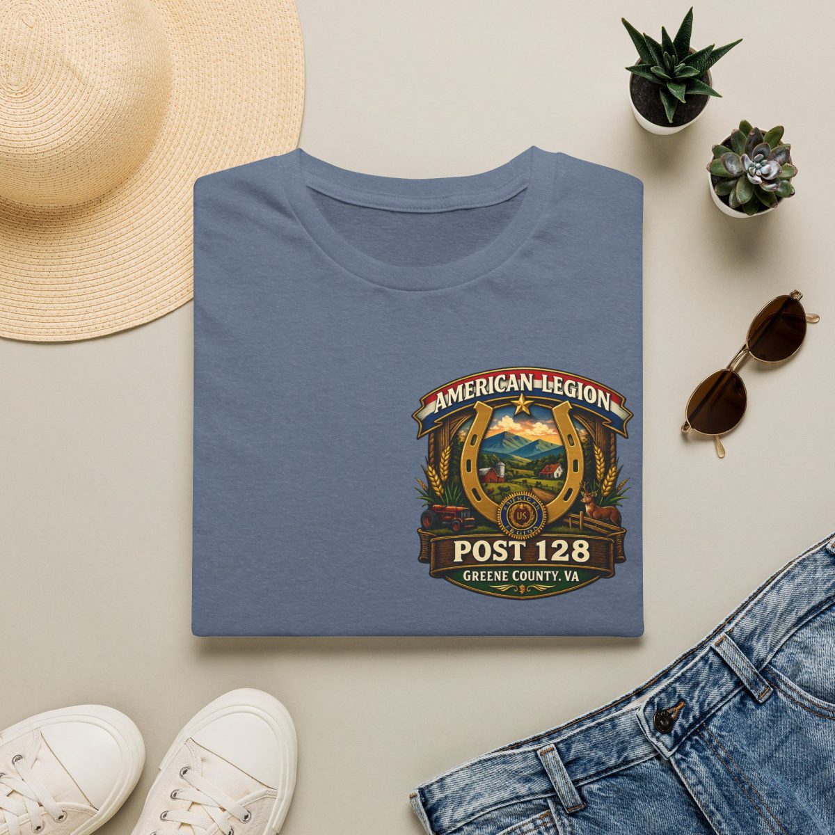 American Legion Post 128 T-Shirt — Greene County VA Vintage Emblem Tee