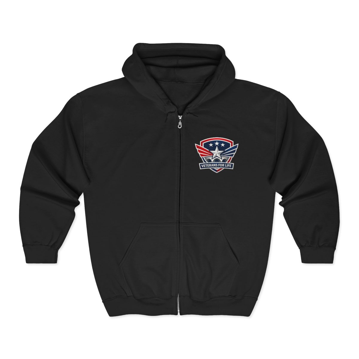 Patriotic Shield Zip Hoodie — American Eagle Emblem Full-Zip Sweatshirt