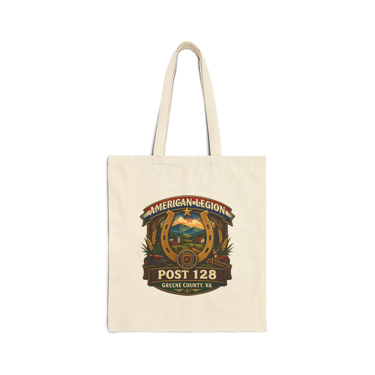 American Legion Tote Bag - Post 128 Emblem Canvas Tote