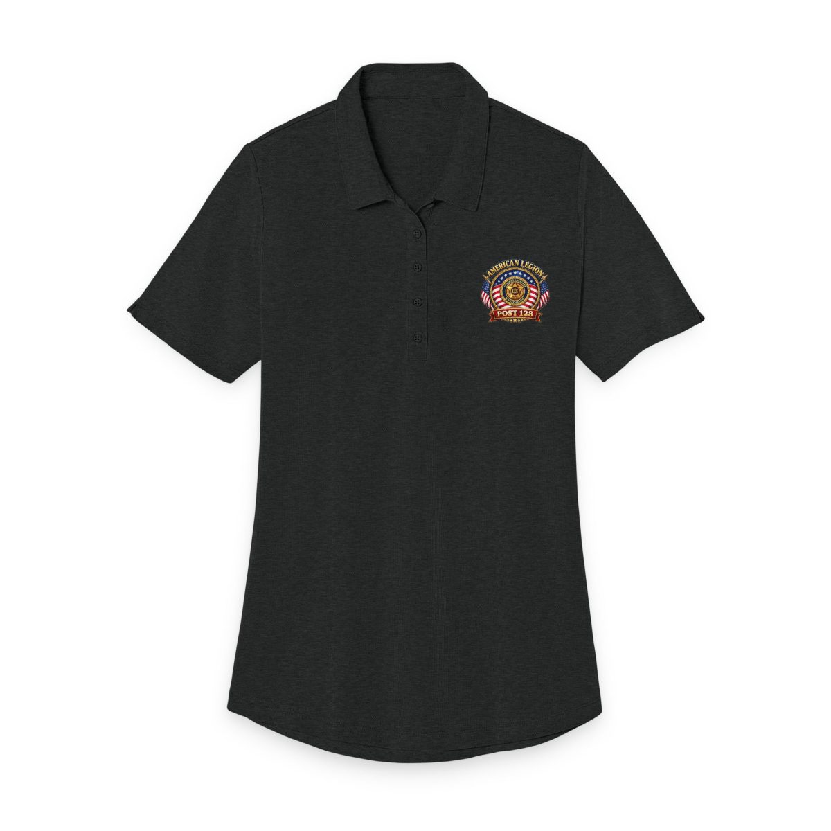 Ladies Polo — Small American Eagle Flag Crest Embroidered