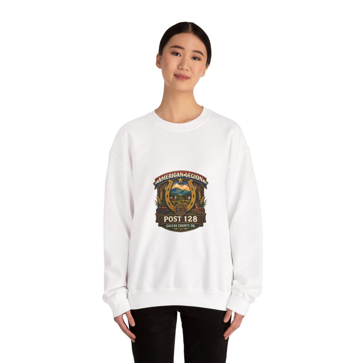 American Legion Post 128 Crewneck Sweatshirt — Vintage Military Emblem
