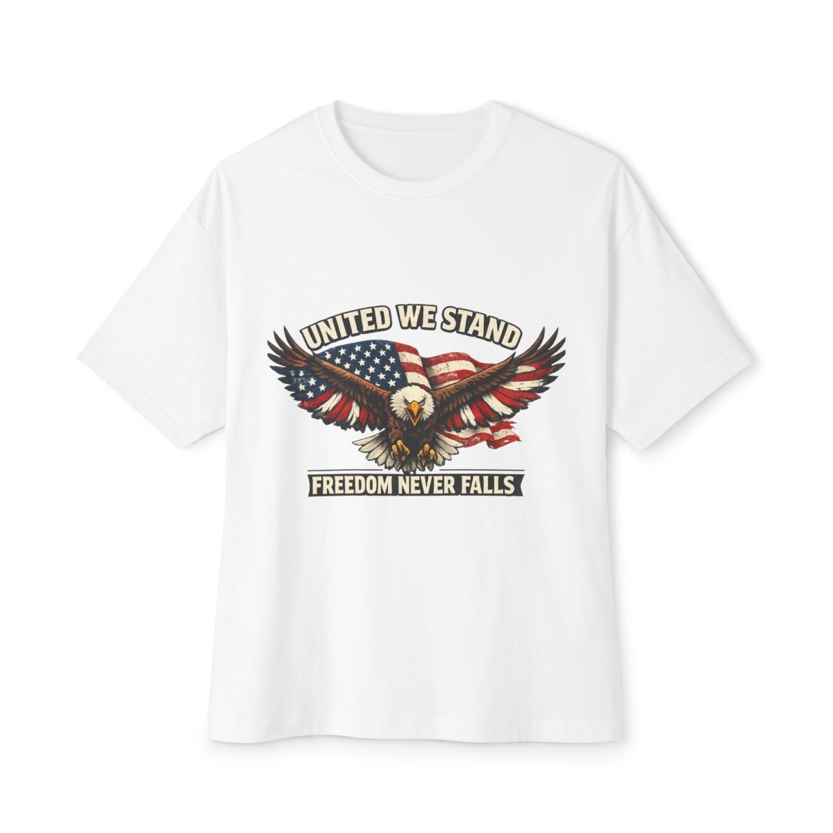 Patriotic Eagle T‑Shirt — "United We Stand, Freedom Never Falls"