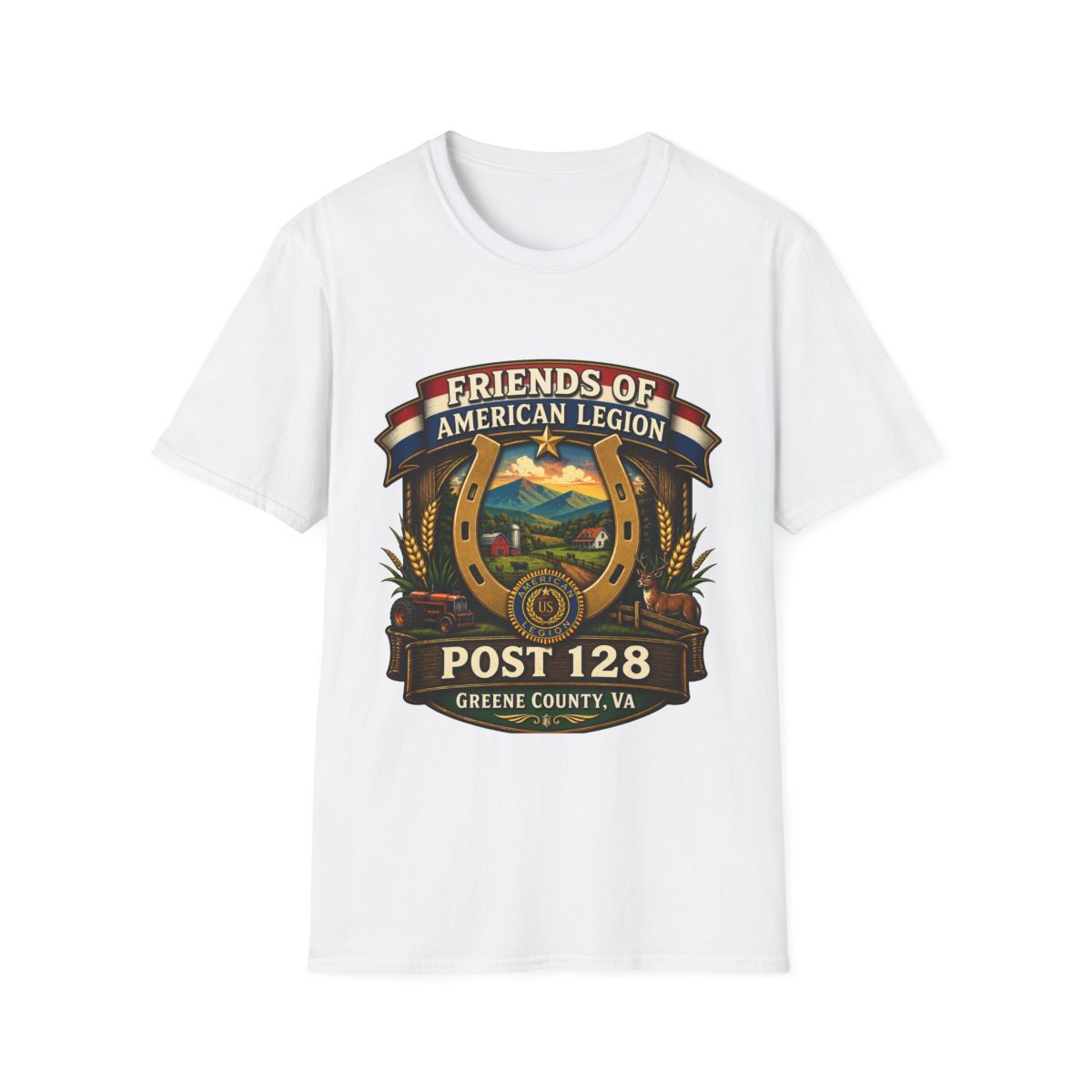 Friends of American Legion T-Shirt — Post 128 Greene County VA Vintage Crest
