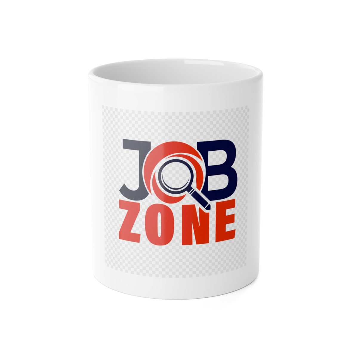 Job Zone Ceramic Coffee Mug — 'JOB ZONE' Magnifying Glass Design, 11 oz