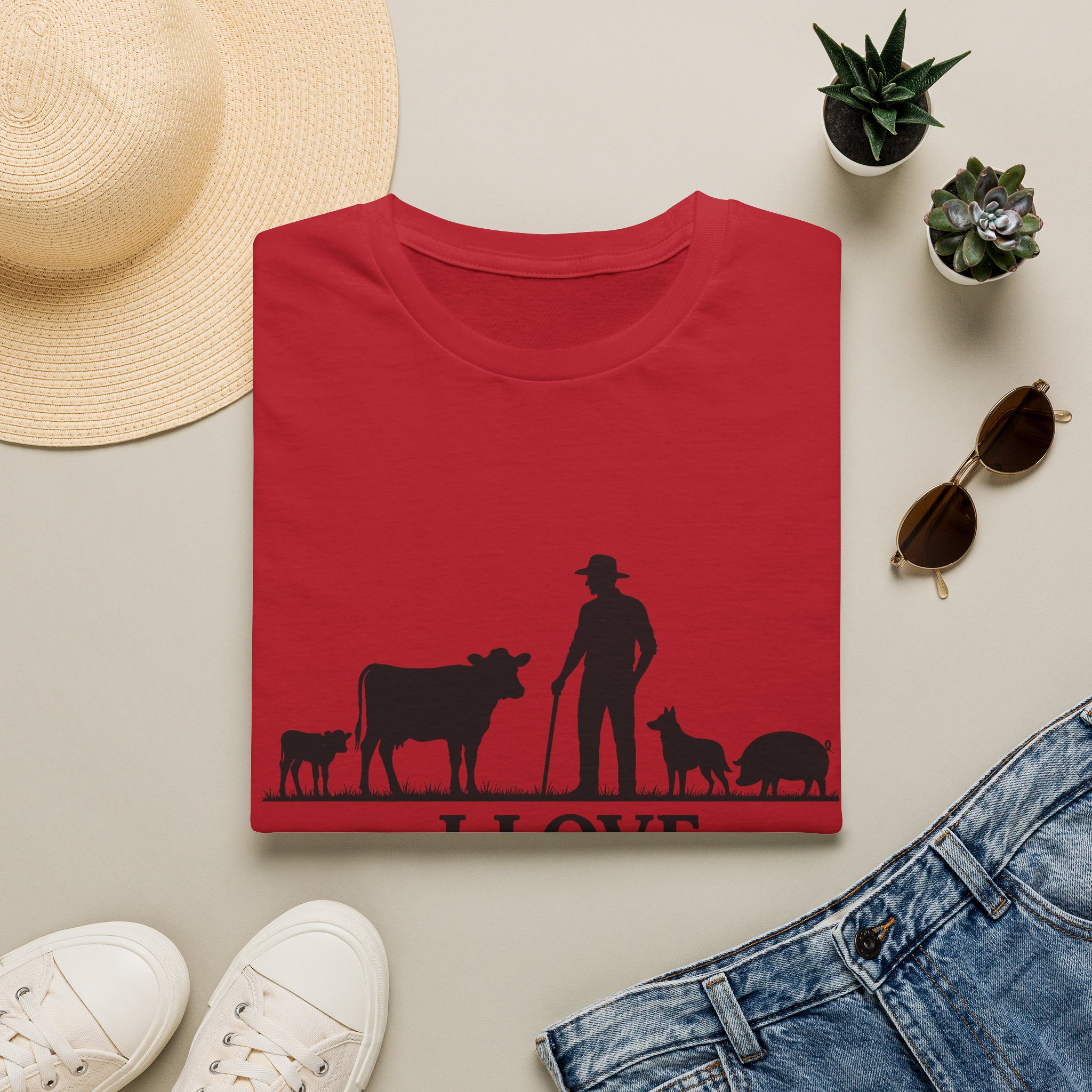 Farmer Silhouette T‑Shirt — "I Love Farming" Country Farm Tee - Image 12