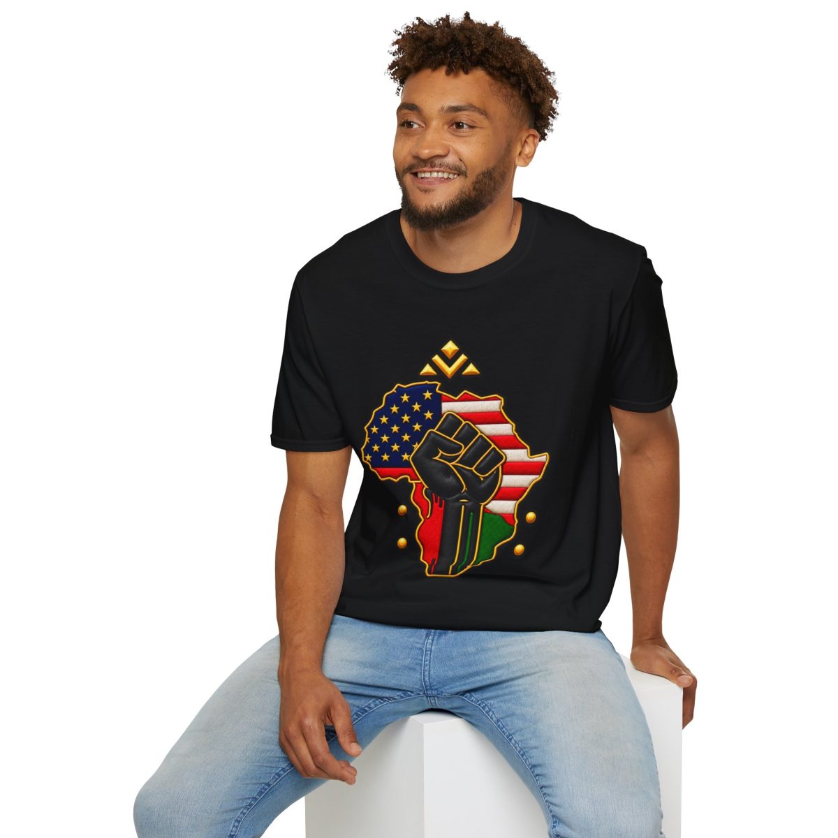 Black Power Africa Pride T-Shirt — Afrocentric USA Flag Fist Graphic