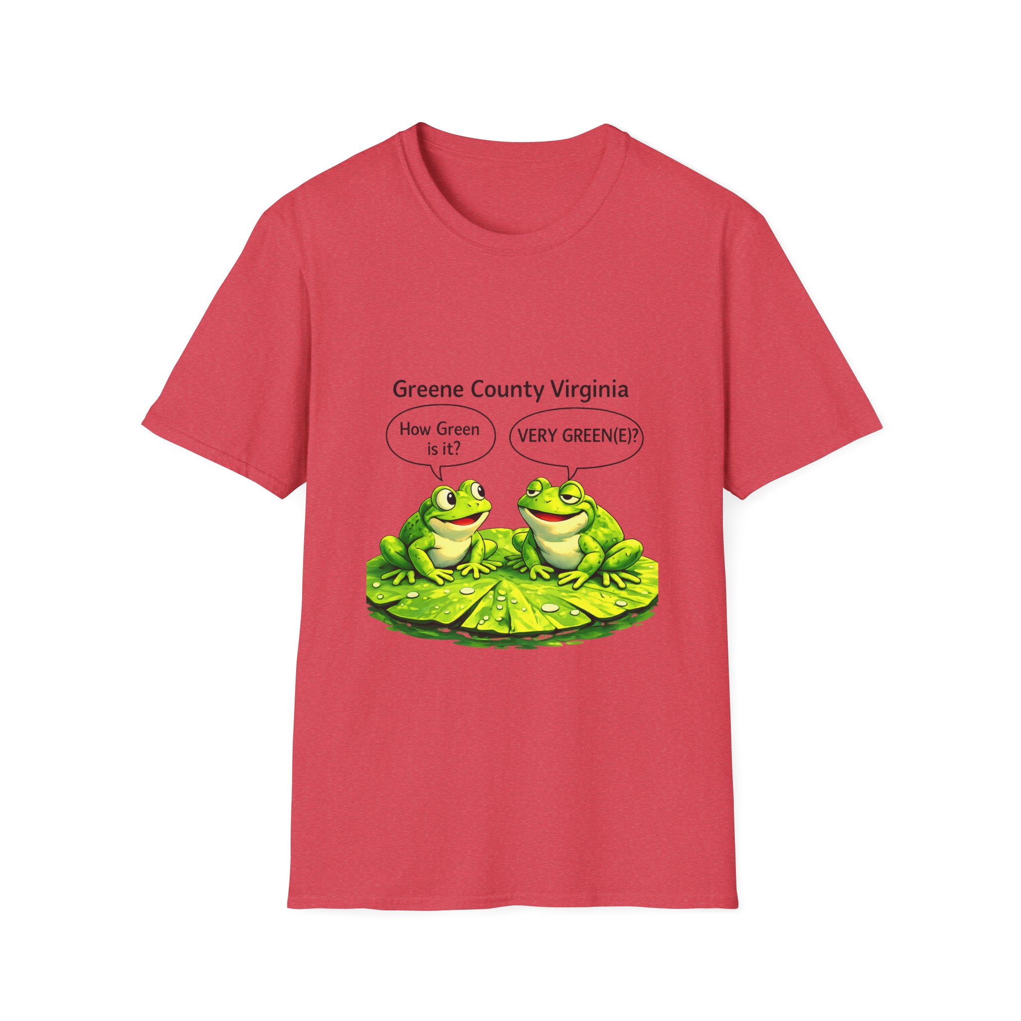 Greene County Virginia Frog T-Shirt – "How Green Is It? VERY GREENIE!" Cute Lily Pad Design - Image 2