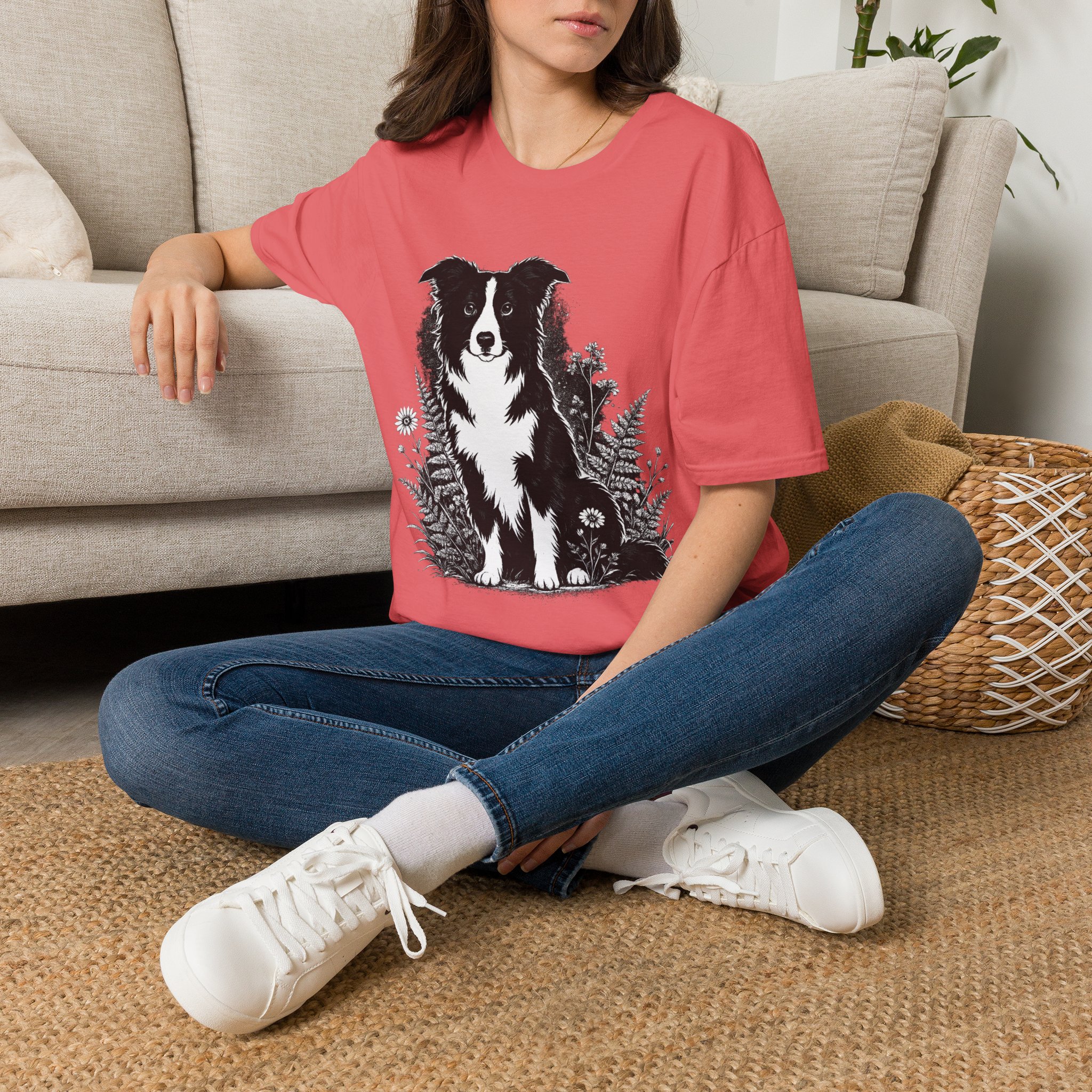 Border Collie Pocket Tee — Minimal Dog Silhouette T-Shirt - Image 3