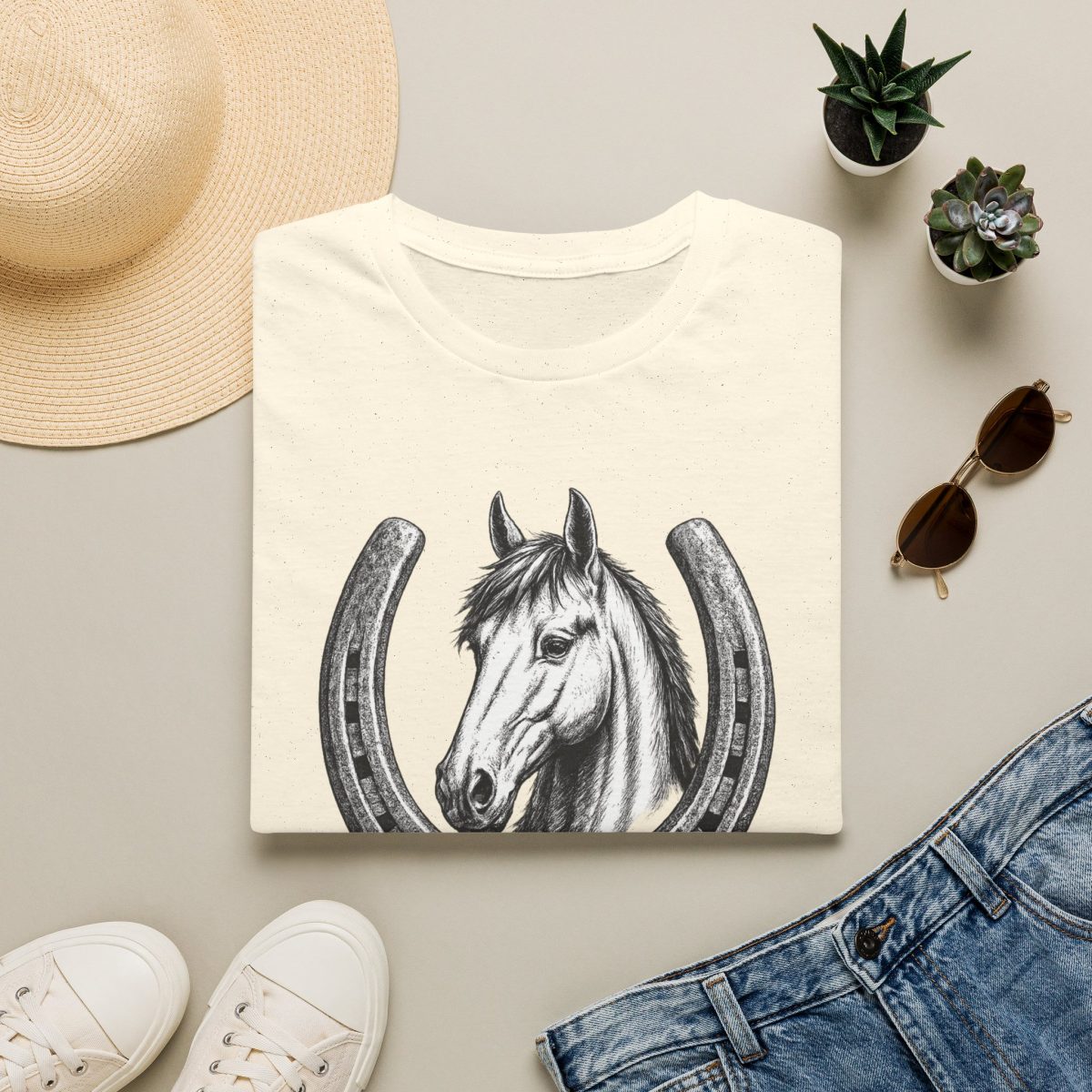 Equestrian Horse Tee — Horseshoe Horsehead 'Equestrian' Graphic T-Shirt