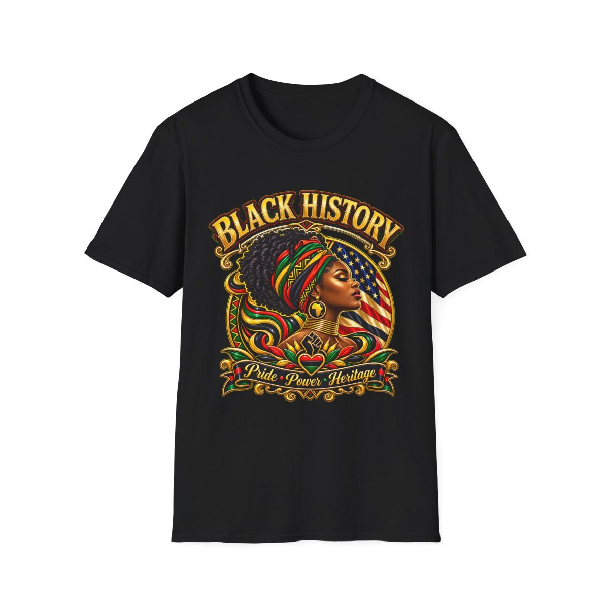 Black History Graphic Tee — Afrocentric Pride Portrait T-Shirt