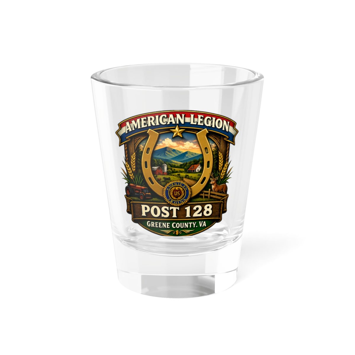 American Legion Post 128 Shot Glass — Greene County, VA 1.5oz Collector Glass