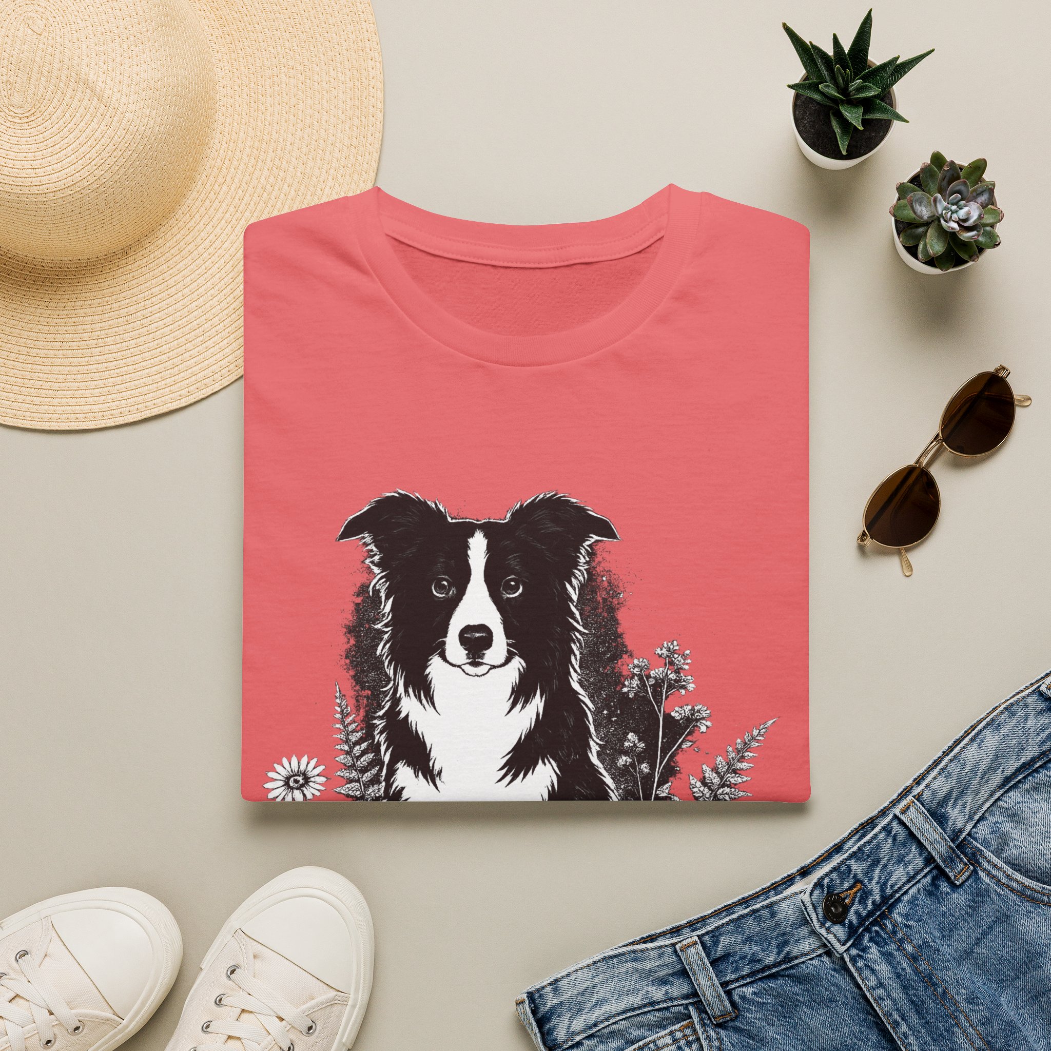 Border Collie Pocket Tee — Minimal Dog Silhouette T-Shirt - Image 2