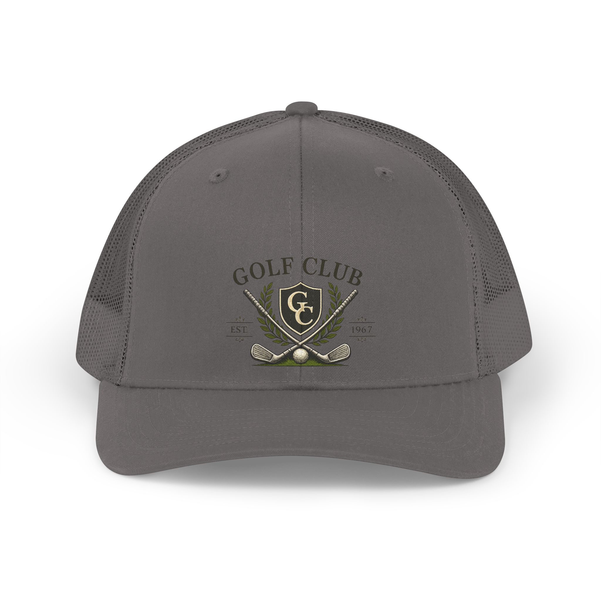 Golf Club Retro Trucker Hat – Vintage Crest Logo Cap for Golfers - Image 2