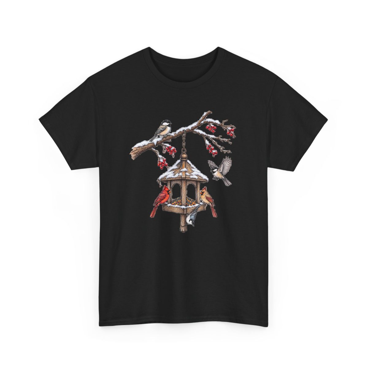 Bird Feeder Tee — Vintage Botanical Birdwatching T‑Shirt