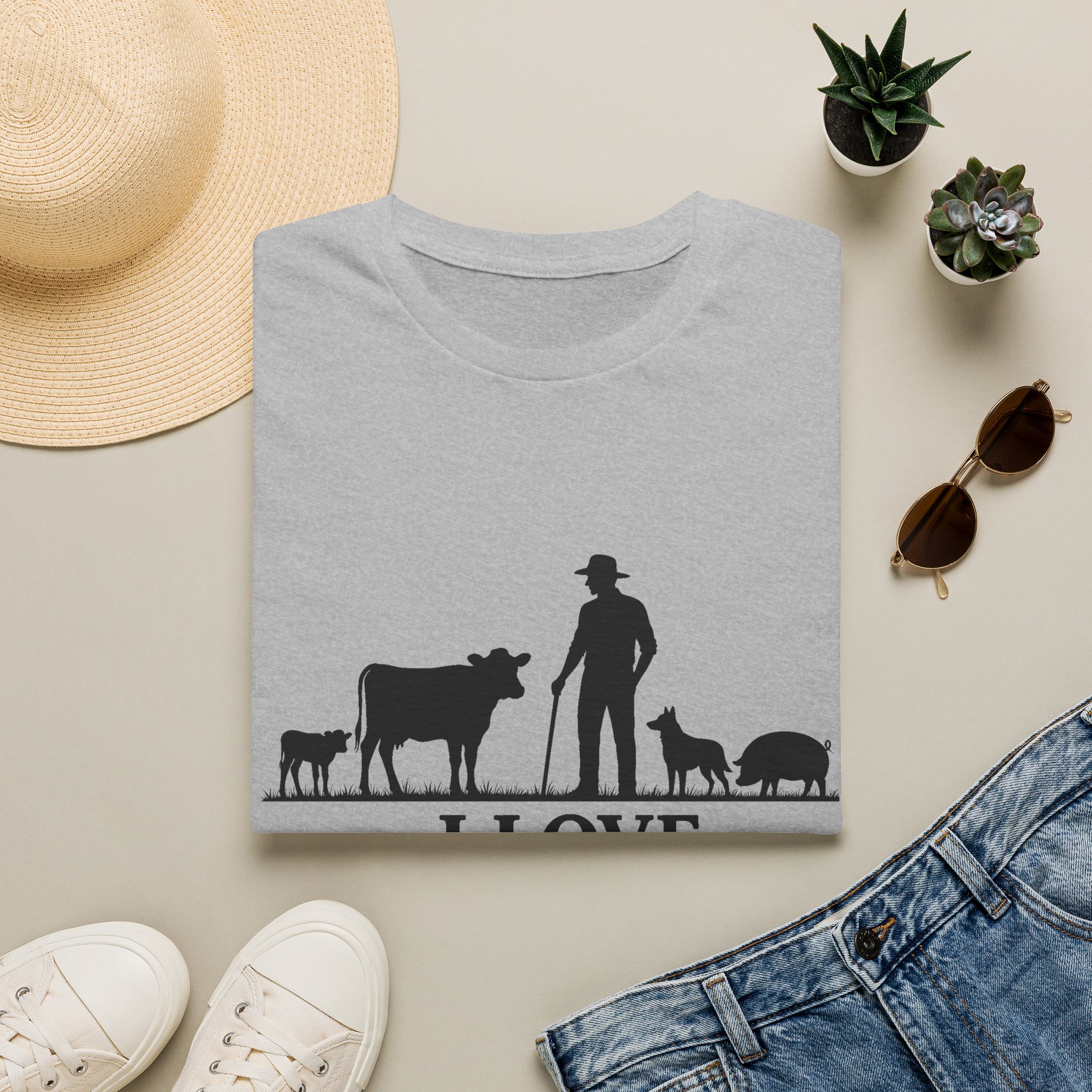 Farmer Silhouette T‑Shirt — "I Love Farming" Country Farm Tee - Image 5