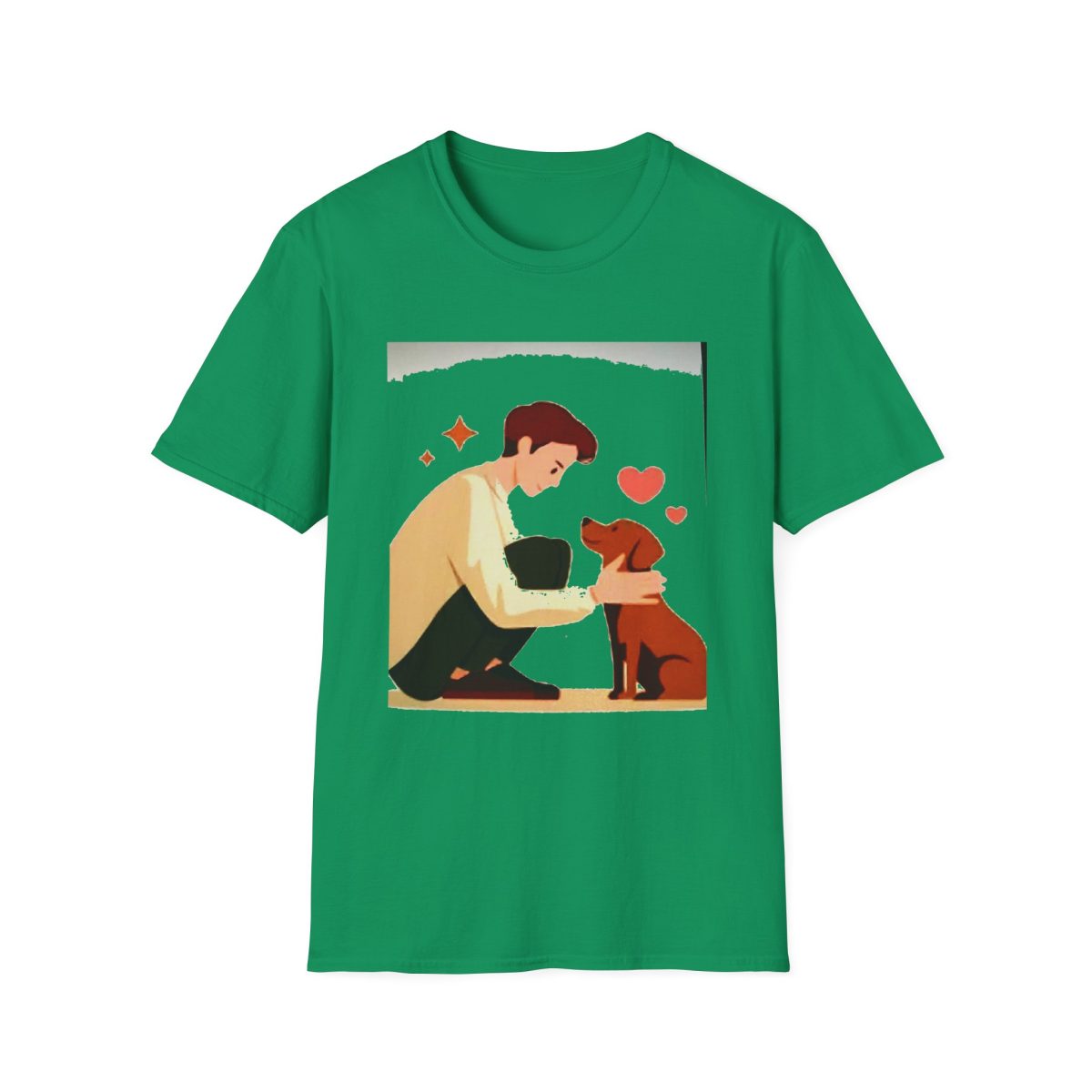 Dog Lover T-Shirt – Man Petting Dog Illustration