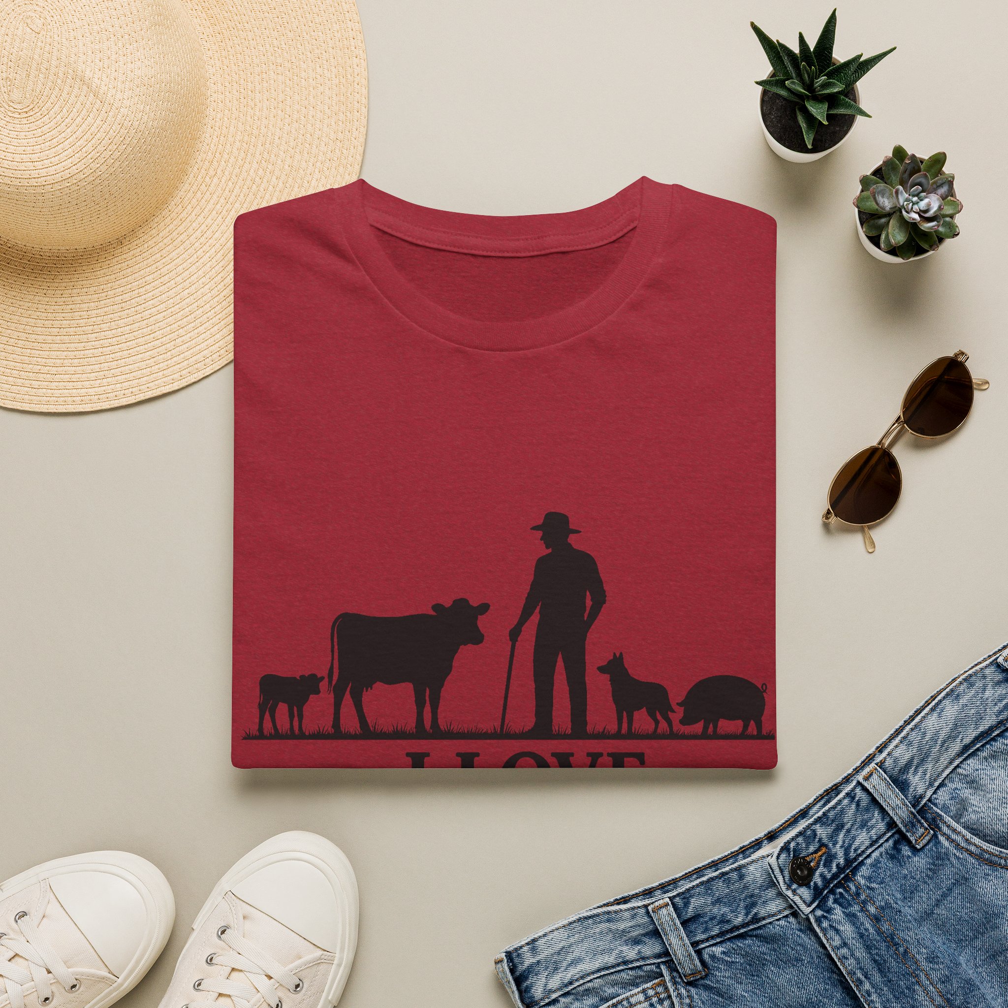 Farmer Silhouette T‑Shirt — "I Love Farming" Country Farm Tee - Image 11