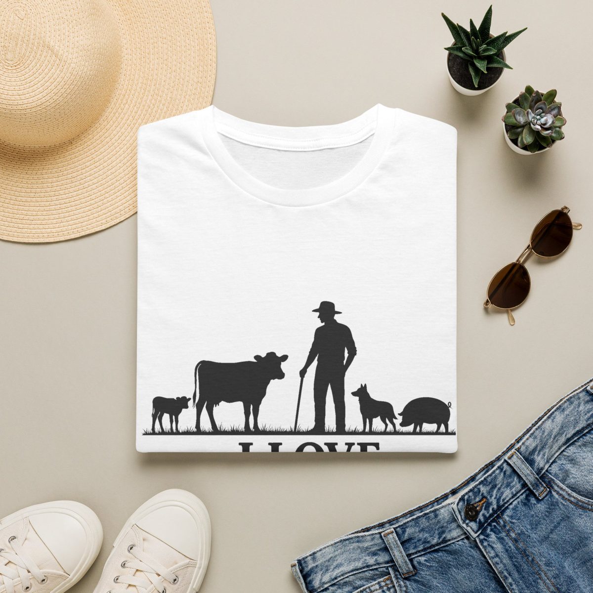 Farmer Silhouette T‑Shirt — "I Love Farming" Country Farm Tee