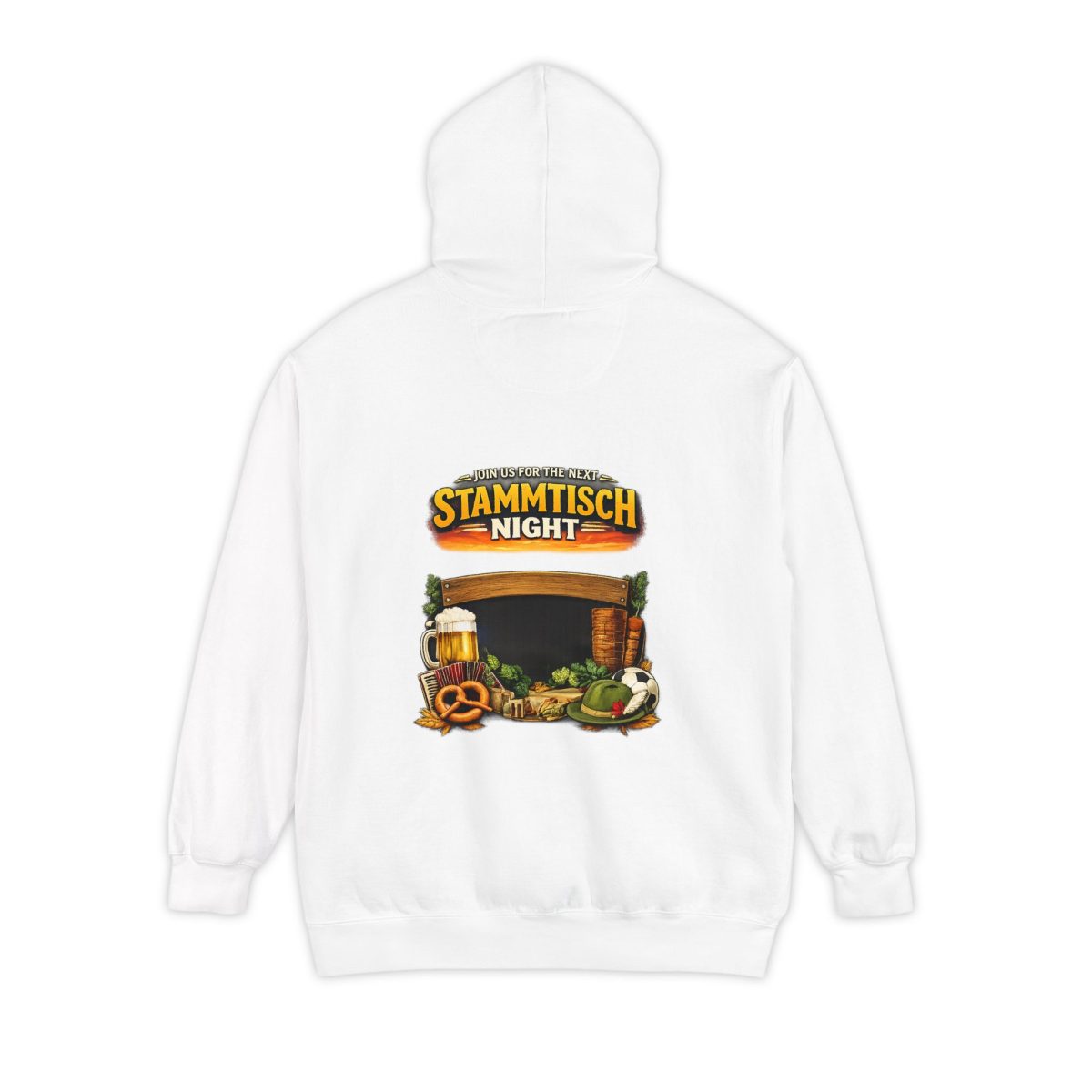 Stammtisch Night Hoodie — German Beer & Pretzel Vintage Bar Design