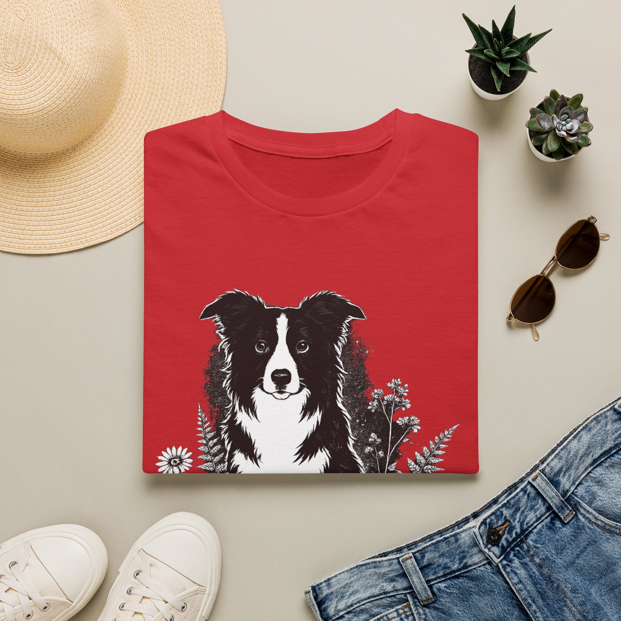 Border Collie Pocket Tee — Minimal Dog Silhouette T-Shirt - Image 37